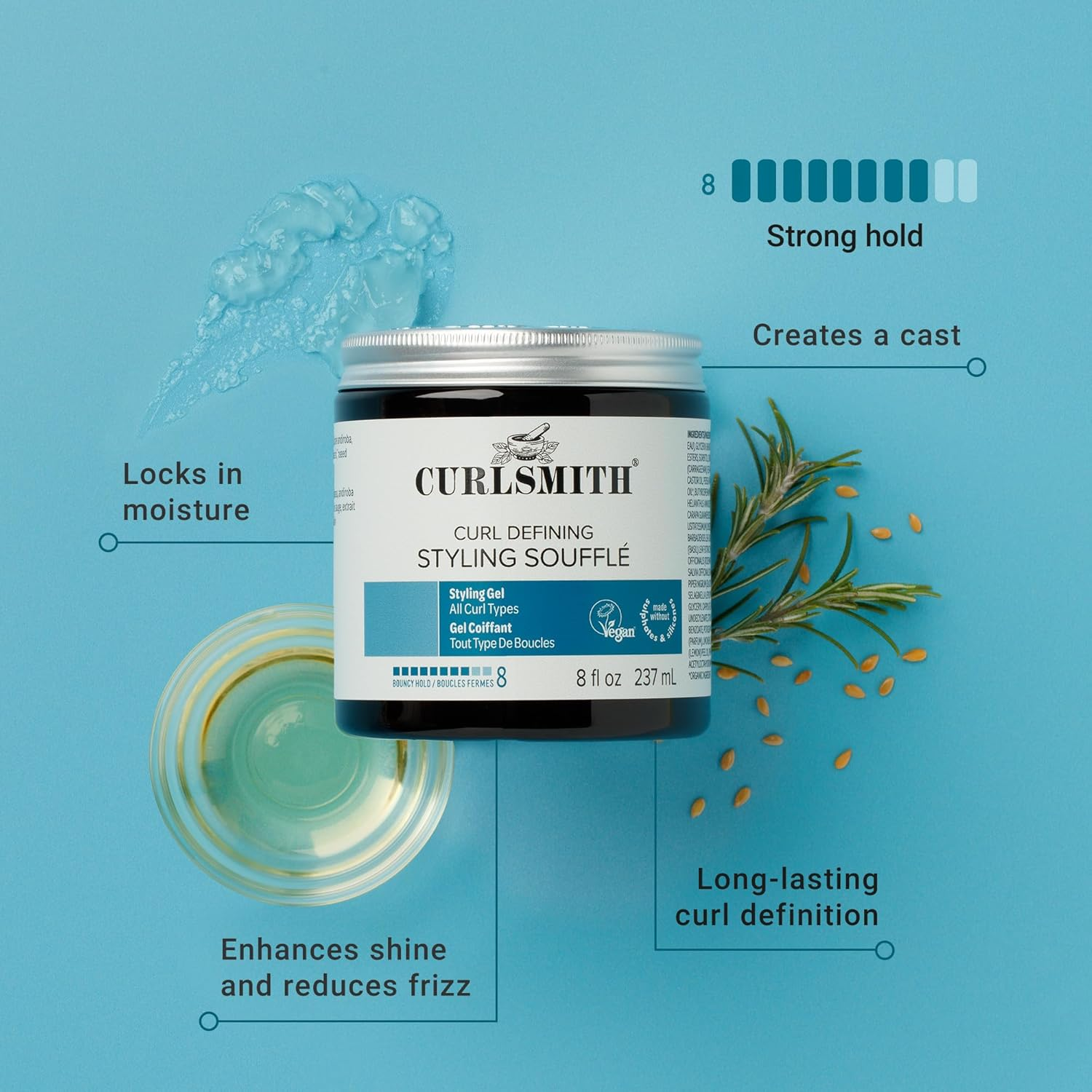 Curlsmith - Curl Defining Styling Souffle - Vegan Medium Hold Styling Gel for Wavy, Curly and Coily Hair (59Ml) image number 5