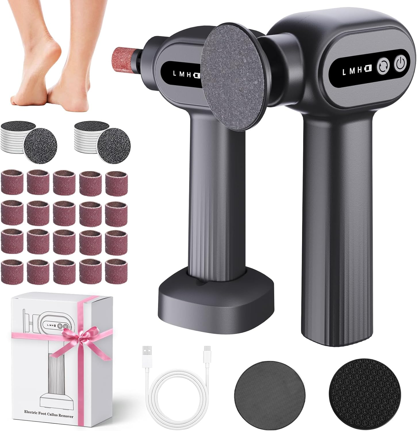 Bostar Electric Foot File 6 Speed Pink