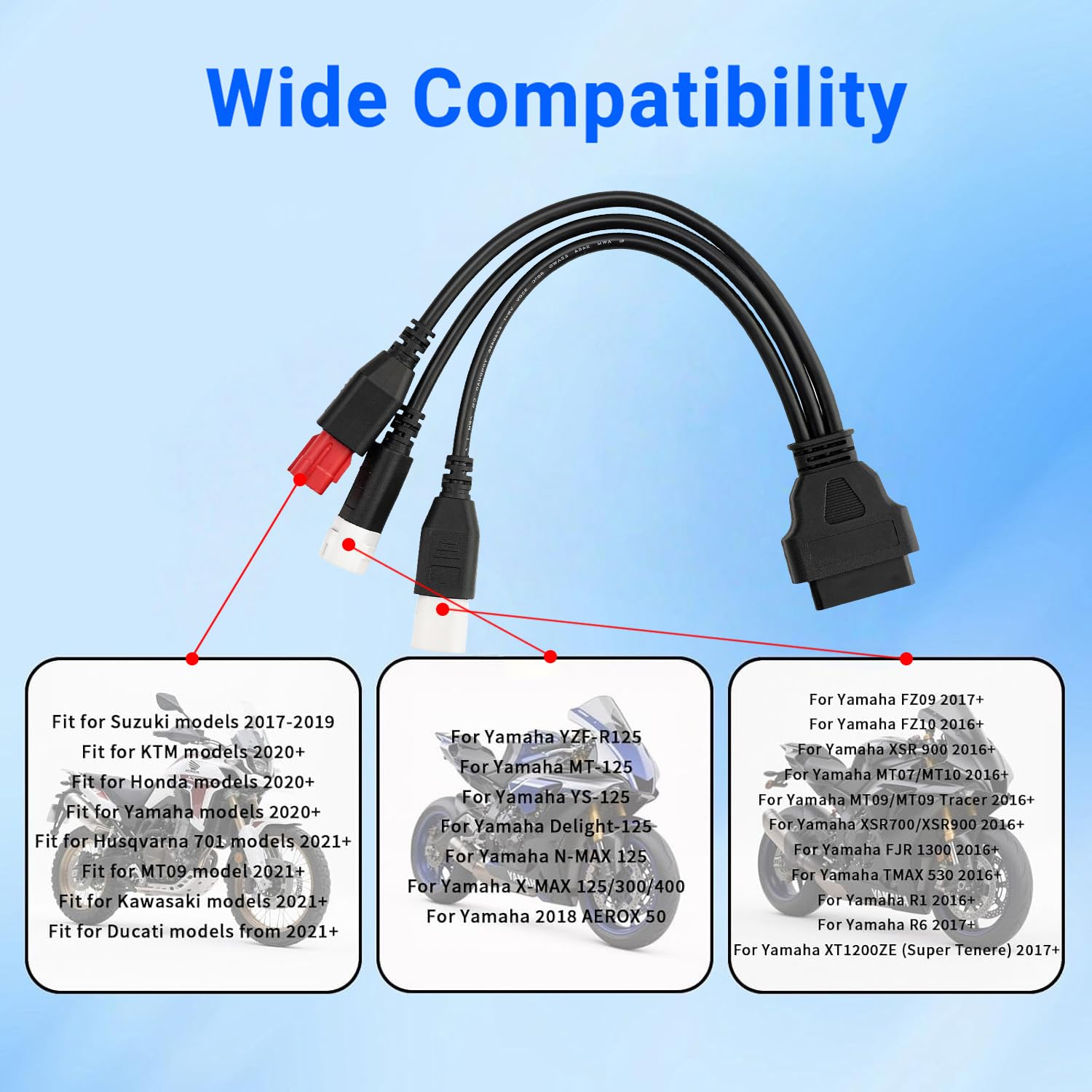 3Pin 4 Pin 6Pin Motor Obd2 Cable 3Pin 4Pin 6Pin to 16Pin Euro5 OBD Motorbike 3 in 1 Obdii Diagnostic Adapter Scanner Connector Cable for Yamaha Motorcycle Kline for Honda CRF K-T-M X- MAX T Racer image number 2