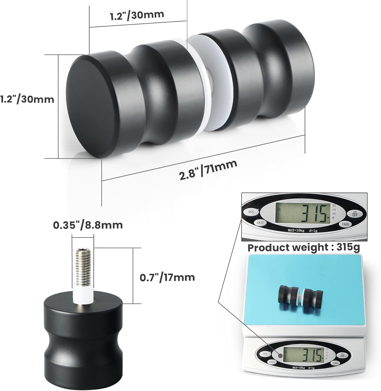 Alise Shower Glass Door Handle,Sliding Shower Doors Knob round Back-To-Back Pull Hardware Replacement Parts,Matte Black Solid SUS304 Stainless Steel Knobs,L5000-B - Gold image number 5