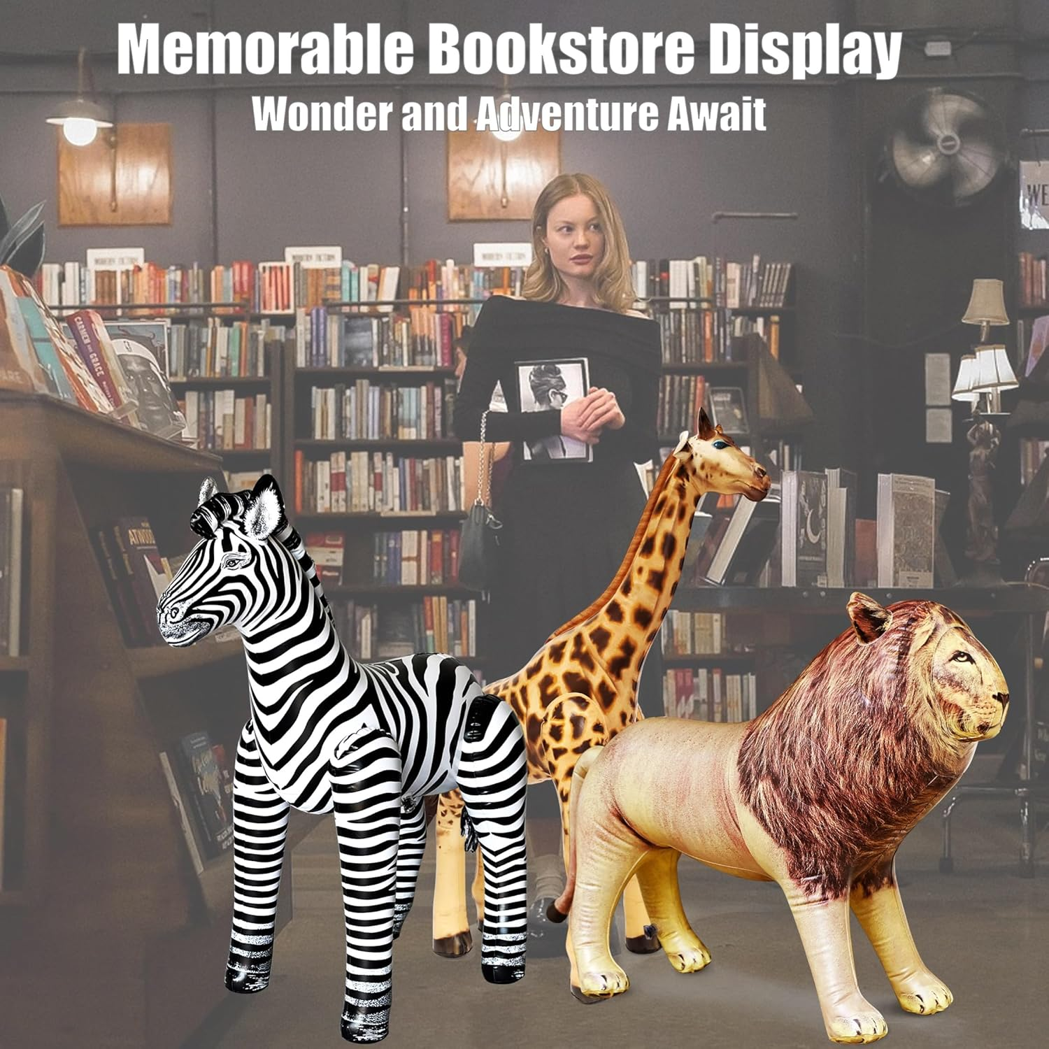 Jet Creations 3 Pack Giraffe Zebra Lion Safari Great for Pool, Party Decoration, AN-GZL image number 3