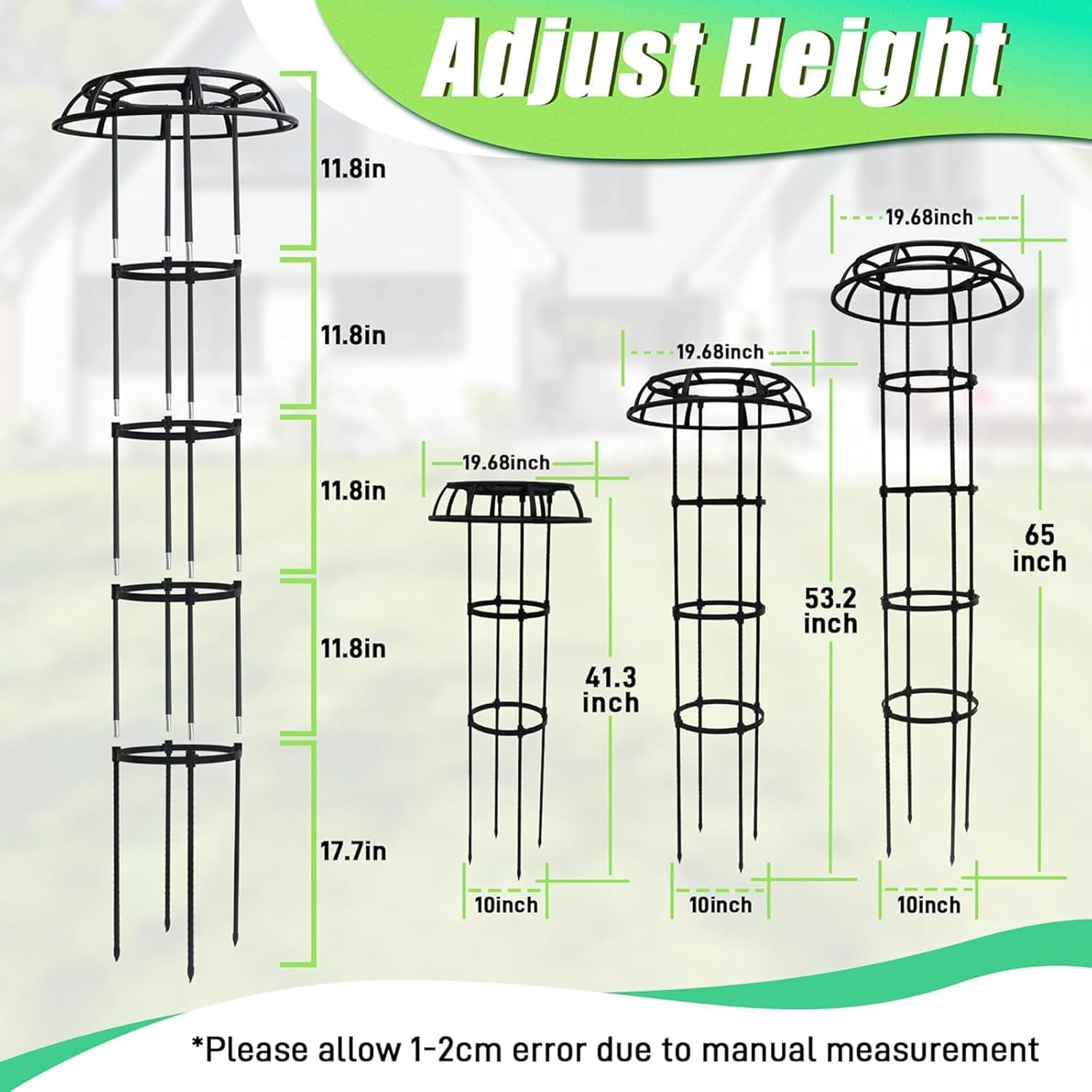 CHONYI Garden Trellis for Climbing,65 Inch Plant Trellis Support for Potted Plants Climbing, Mushroom Top Trellis for Climbing Plants Outdoor Vine Rose Clematis Vegetable Trellis image number 2