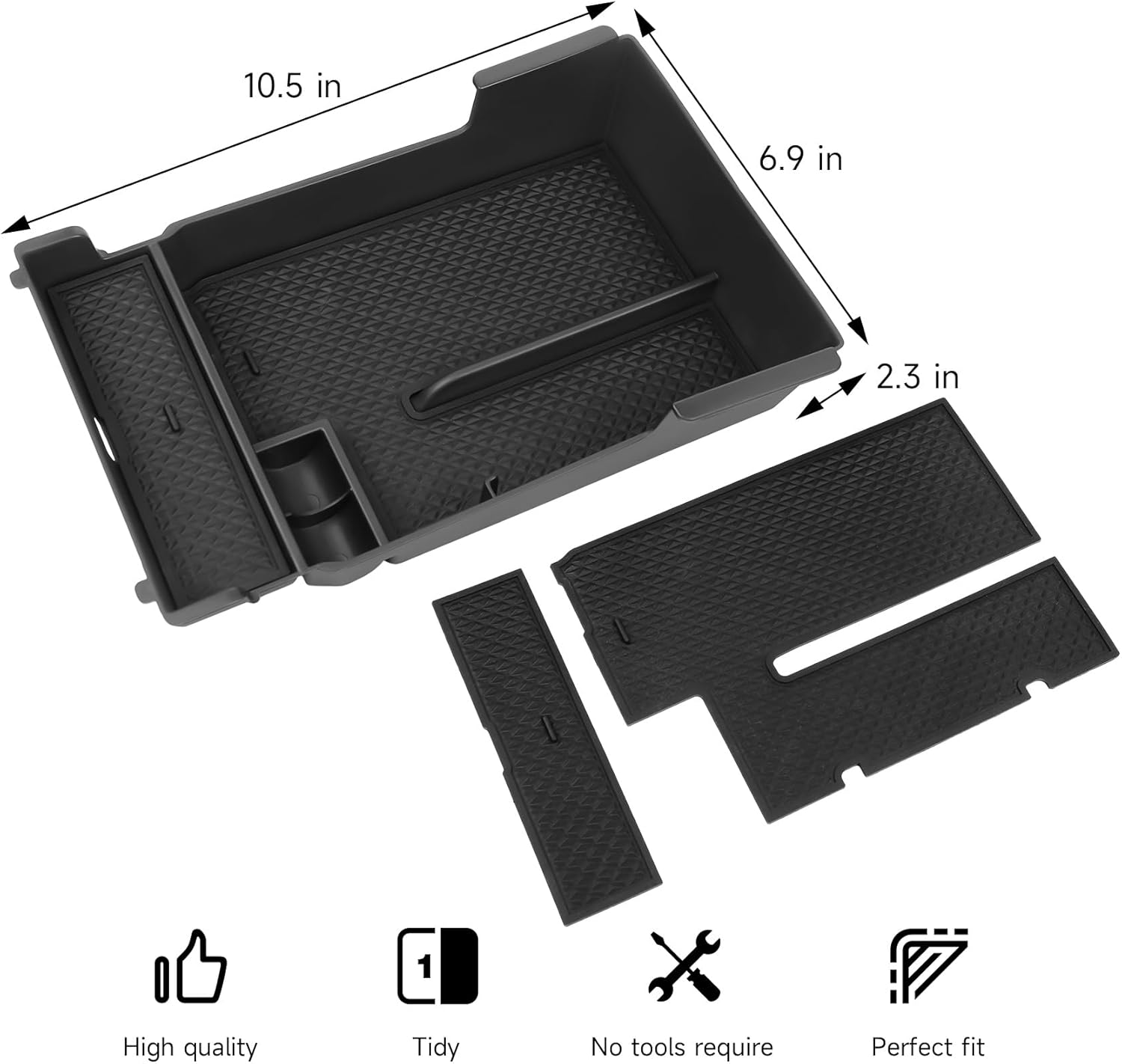 Hugeek Center Console Organizer Tray Compatible with Mazda 3 Accessories 2019-2025 Armrest Storage Box ABS Console Insert Tray Container image number 1