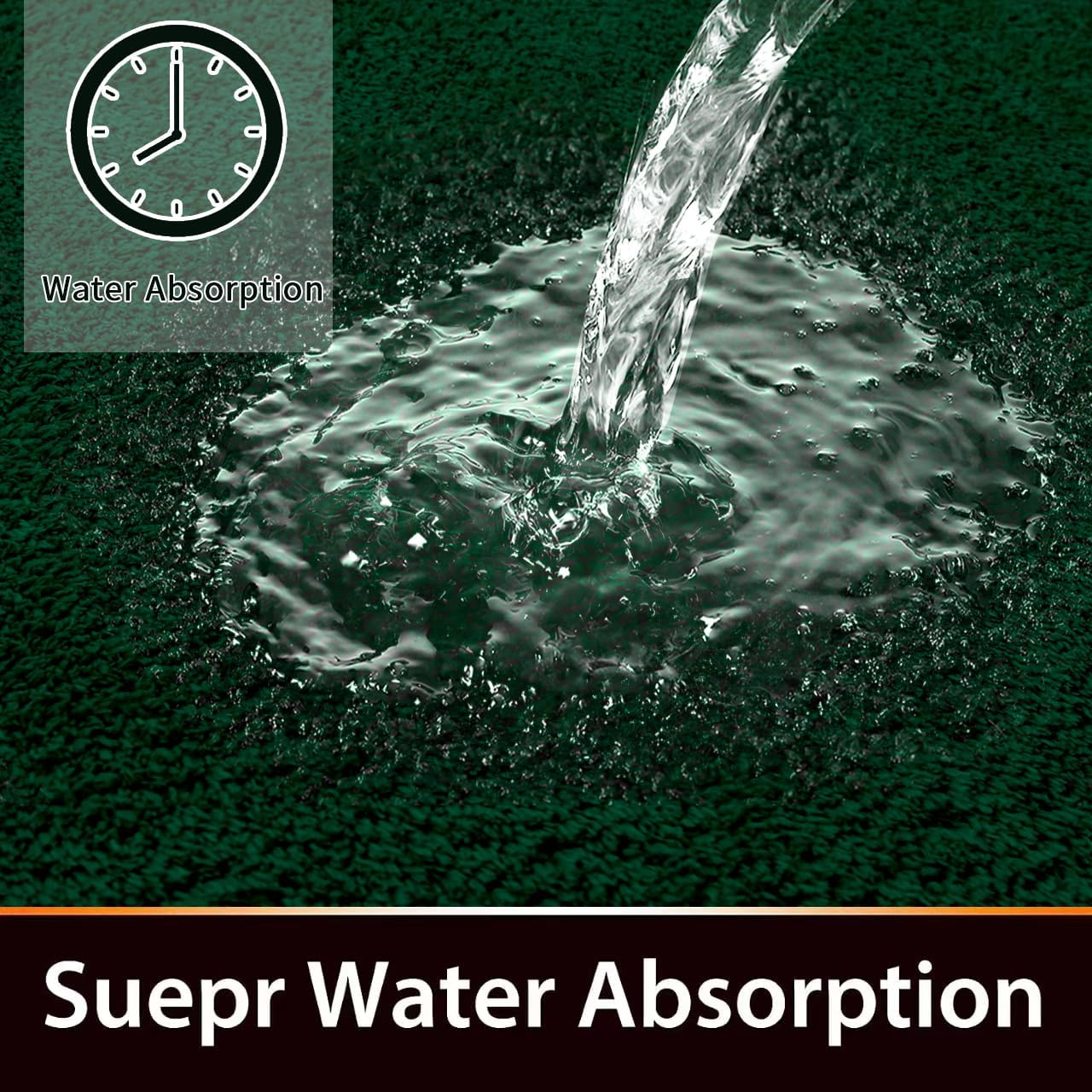 Rururug Bath Mat Sets 2 Piece Washable Microfiber Bathroom Mats New Point Plastic Non-Slip Bottom Bath Rug and Toilet Mat Set (Green, 50X80Cm+50X40Cm) image number 4