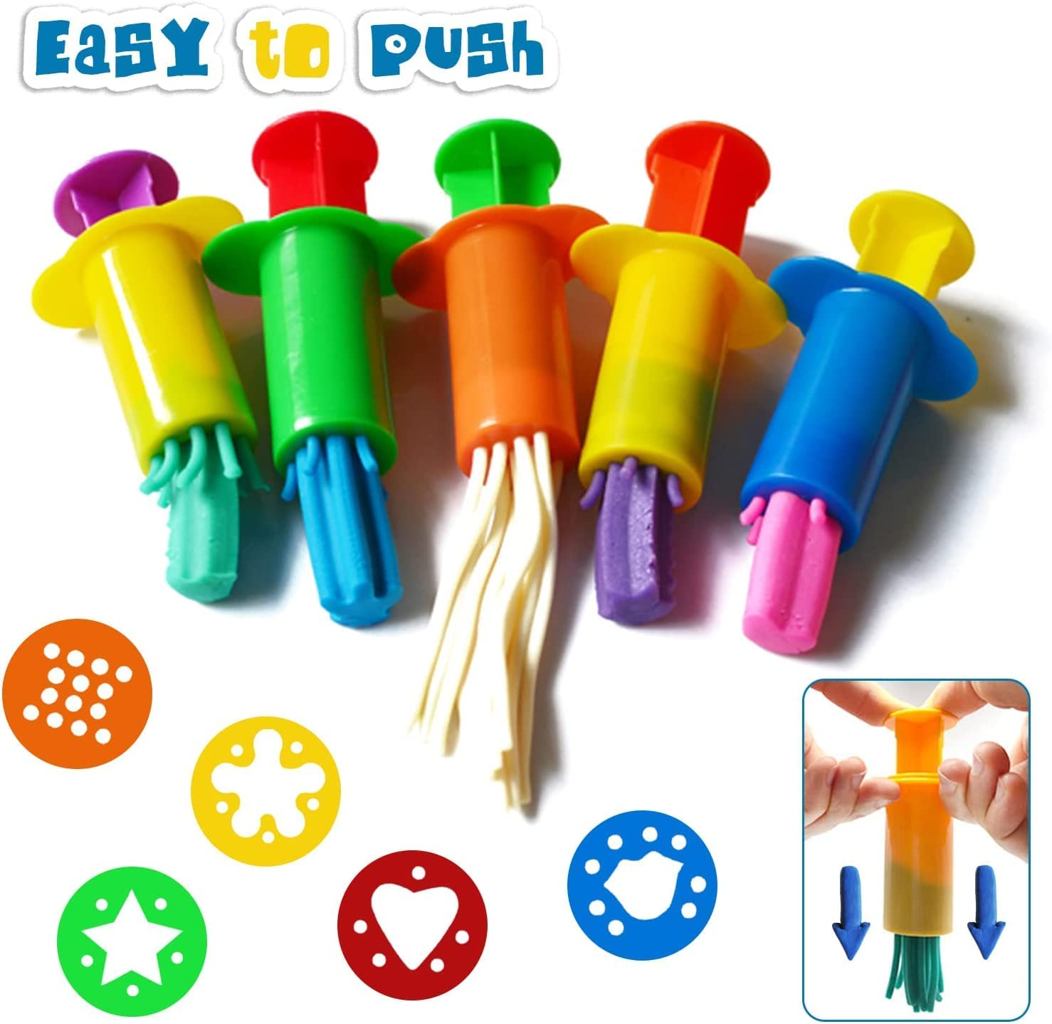 Smart Dough Extruders,5 Colorful Assorted Designs Dough Extruders,Smart Dough Tools Sets for Kids image number 1
