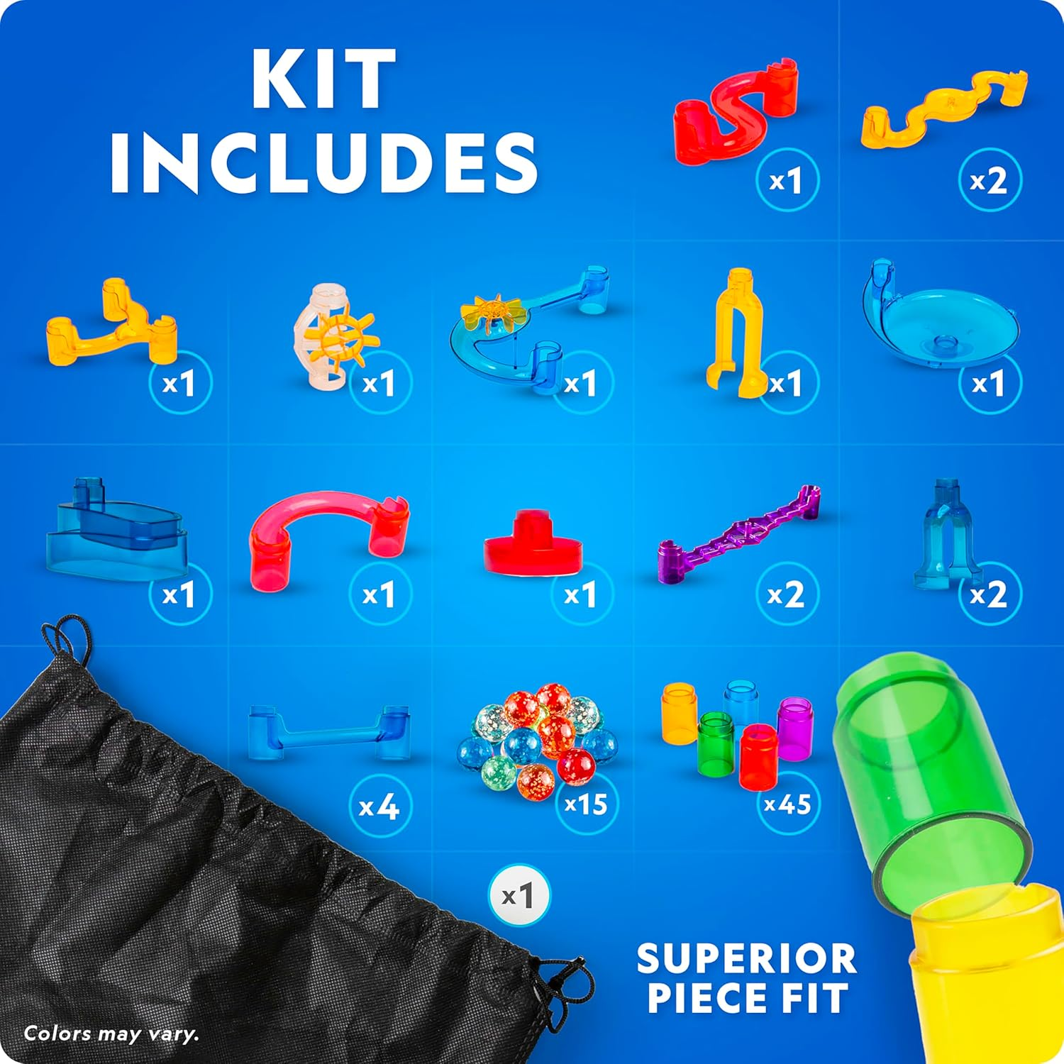 National Geographic Glowing Marble Run &ndash; 80-Piece Construction Set with 15 Glow-In-The Dark Glass Marbles, Creative STEM Toys, Building Project Toy image number 1