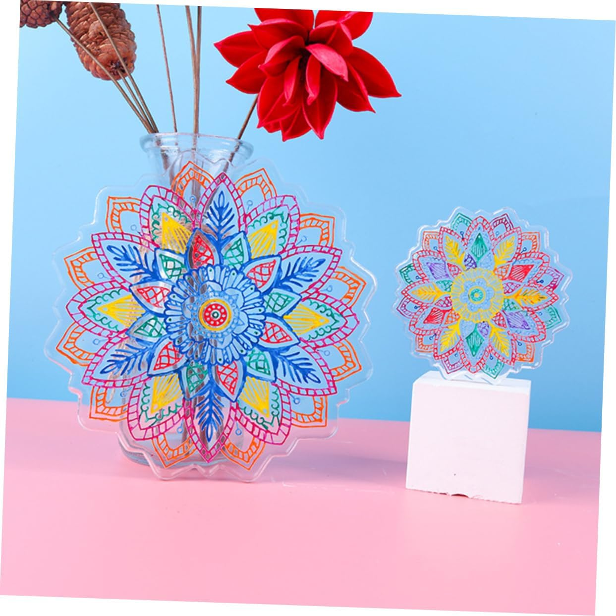 COHEALI Sunflower Coaster Resin Molds, 2Pcs Large Flower Silicone Coaster Molds for DIY Making Resin, Cups Mat, Home Decoration image number 4