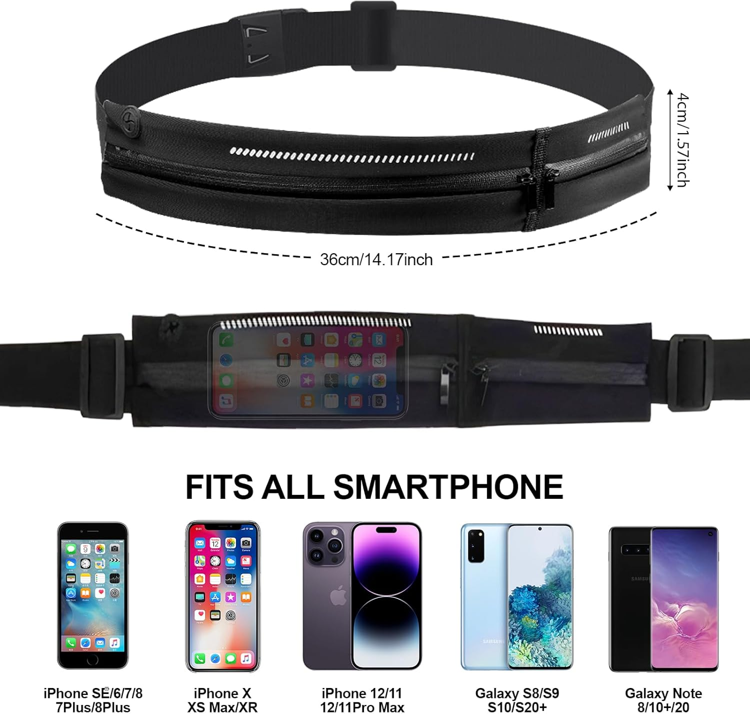 COZY CORE Double Pocket Running Belt & Active Fanny Pack for Men & Women &ndash; Water Resistant, Lightweight, Sleek Design, No-Bounce Hip-Hugging Fits Any Phone image number 4