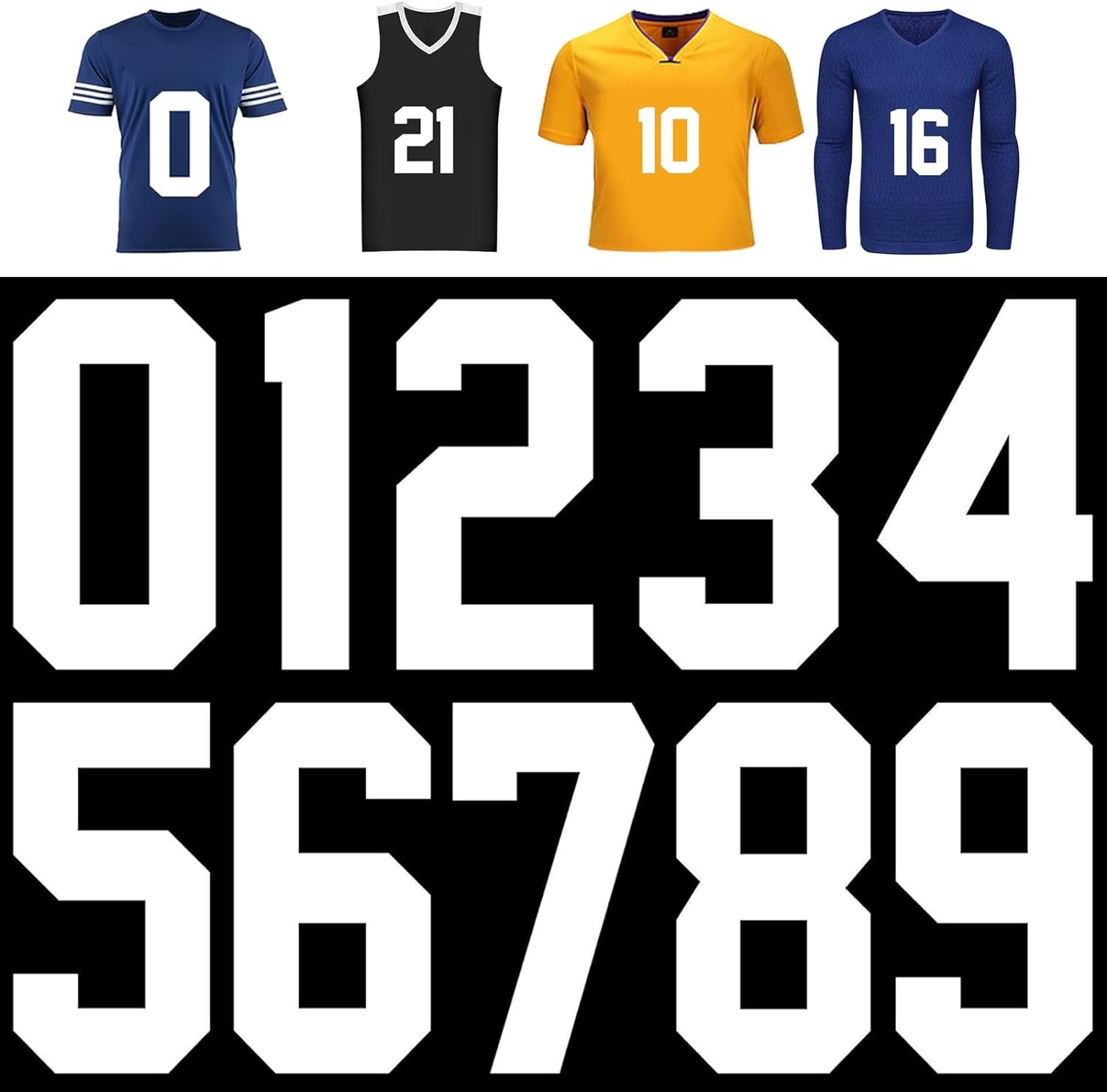 10 Pieces Heat Transfer Numbers, T Shirt Jersey Numbers, 0 to 9 Jersey Numbers for Team Uniform Sports T Shirt Basketball Baseball Football T-Shirts(White) image number 3