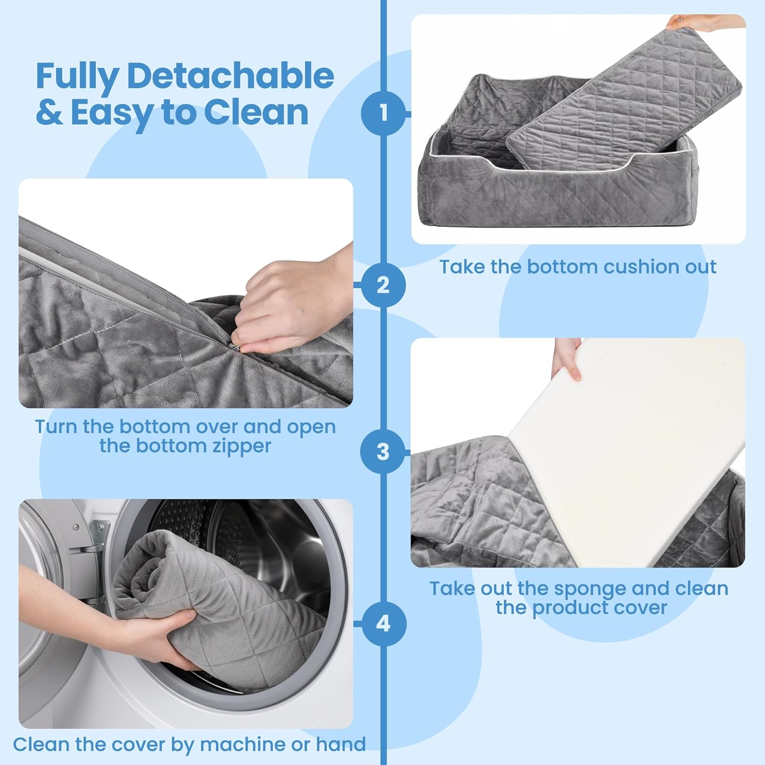 Advwin Dog Car Seat for Large Medium Sized Dogs, Dog Booster Seat for 2 Small Dogs with Detachable Washable Cover and Cushion, Pet Car Seat with Safety Belts and Storage Pockets image number 5