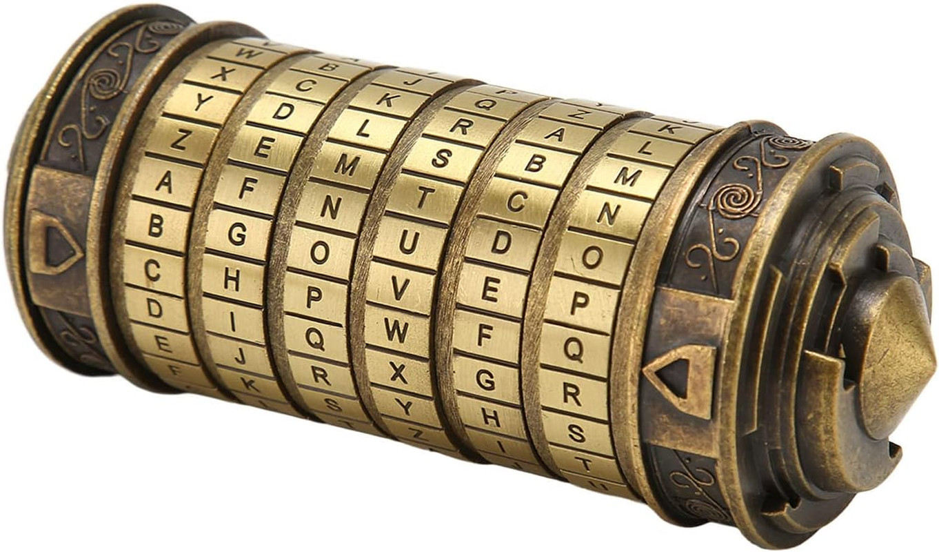 Da Vinci Code Mini Cryptex Lock Puzzle Box with Hidden Compartments for Notes Paper Money Rings Jewelry, Interesting Creative Romantic Birthday image number 1