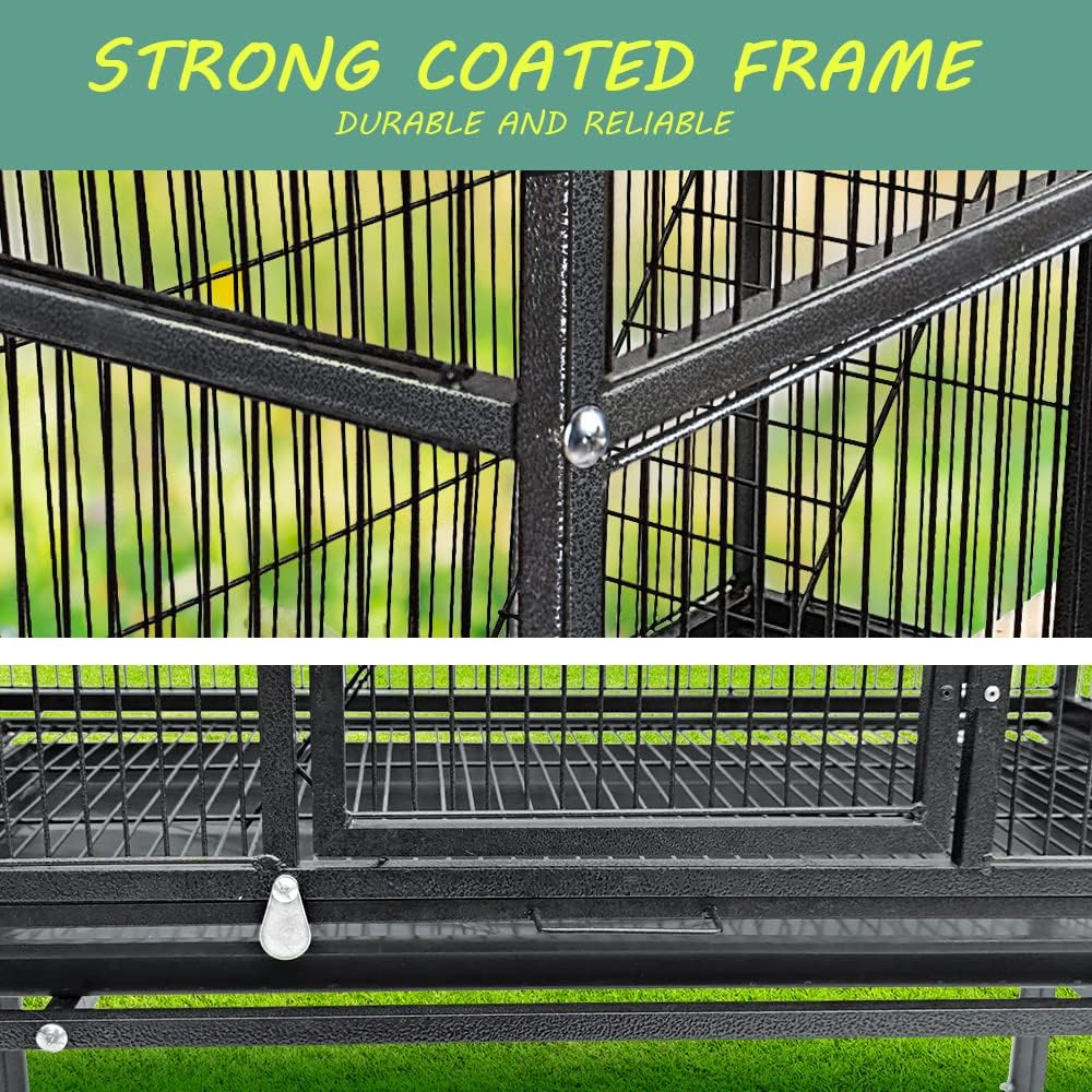 Taily 176Cm Large Bird Cage Stand-Alone Aviary Cages Travel Stand Budgie Parrot Birdcage with Removable Tray Black image number 4