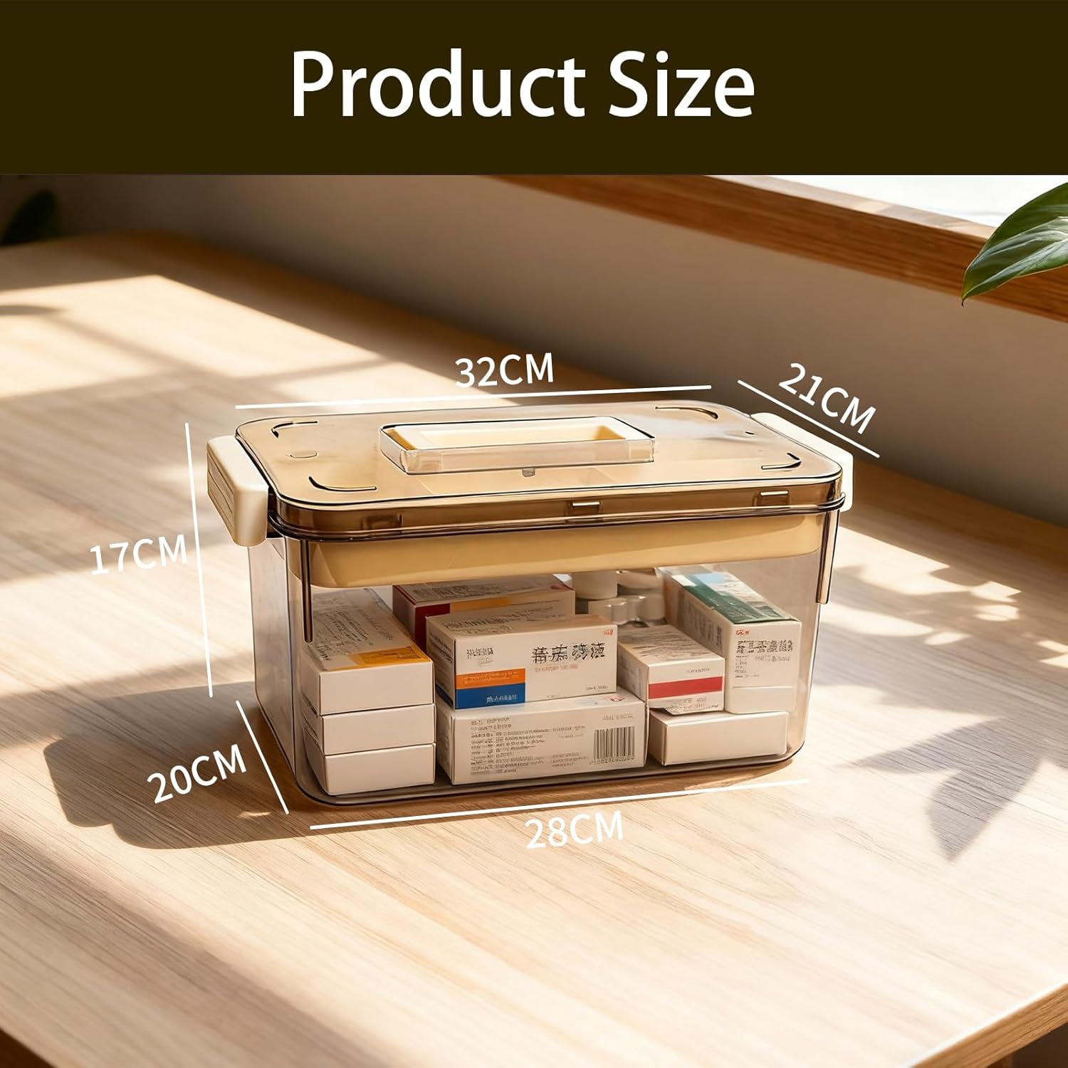 Portable Medicine Storage Box Organiser, Multipurpose Medical Box with Pill Box, Water-Resistant First Aid Kit Container with Handle for Home, Travel & Emergency Use image number 3