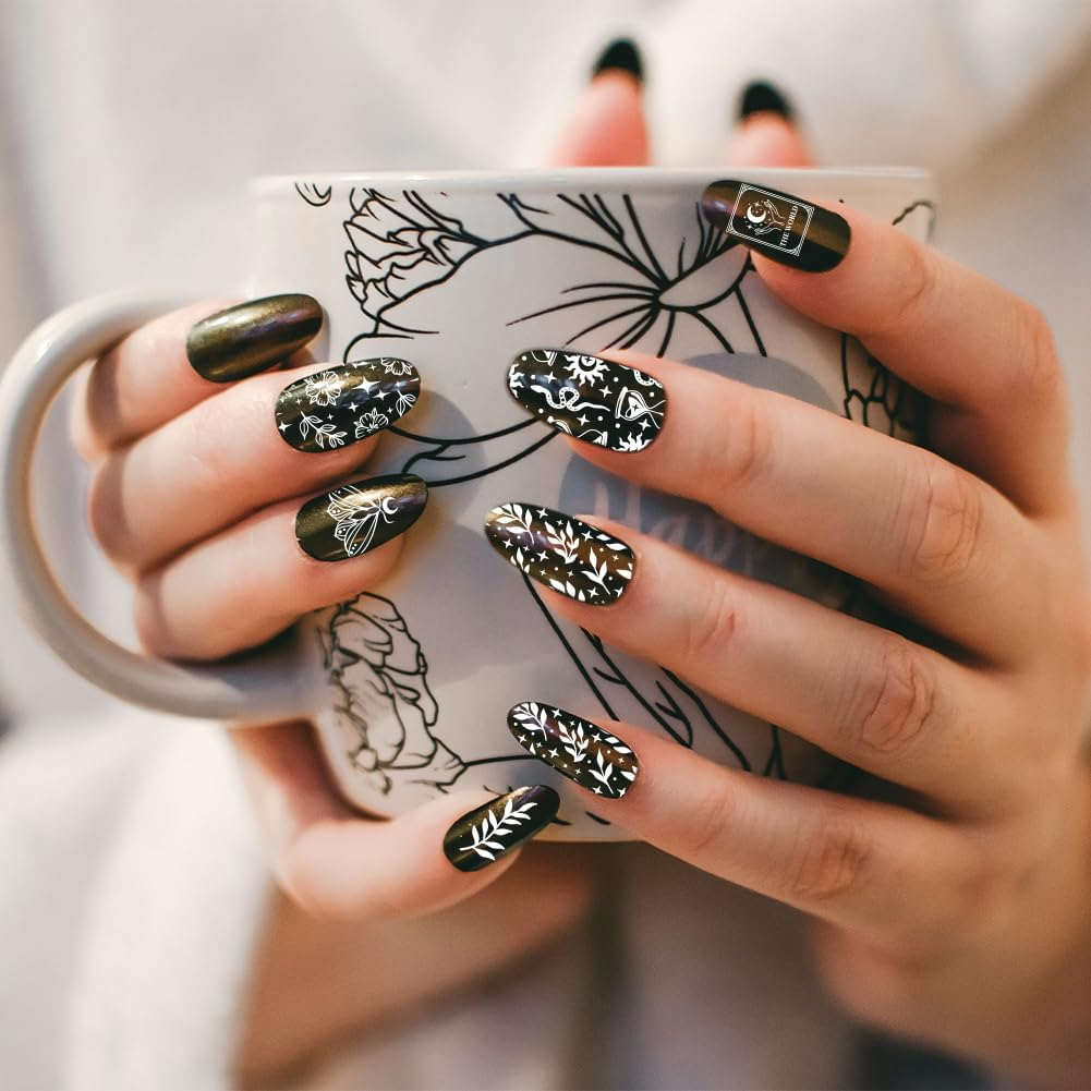 PH Pandahall 3Pcs Tarot Nail Art Stamping Plate, 63 Patterns Fantasy Moth Nail Stamping Fantasy Elements Nail Stamp Plate Pressure Nail Stencils Nail Picture Plates Made of Stainless Steel for Nail image number 2
