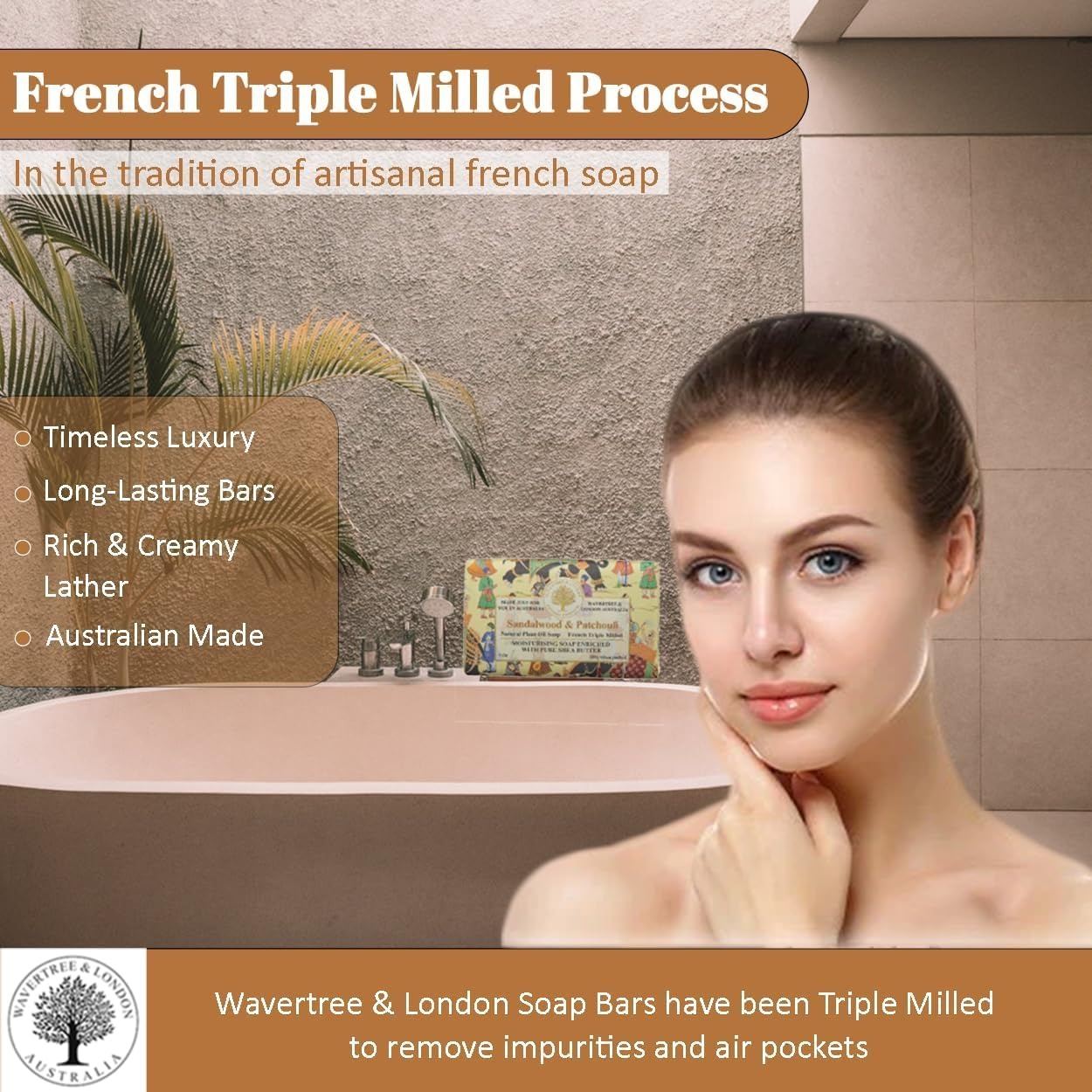 Wavertree and London Sandalwood & Patchouli Soap Bar, 200 G image number 5