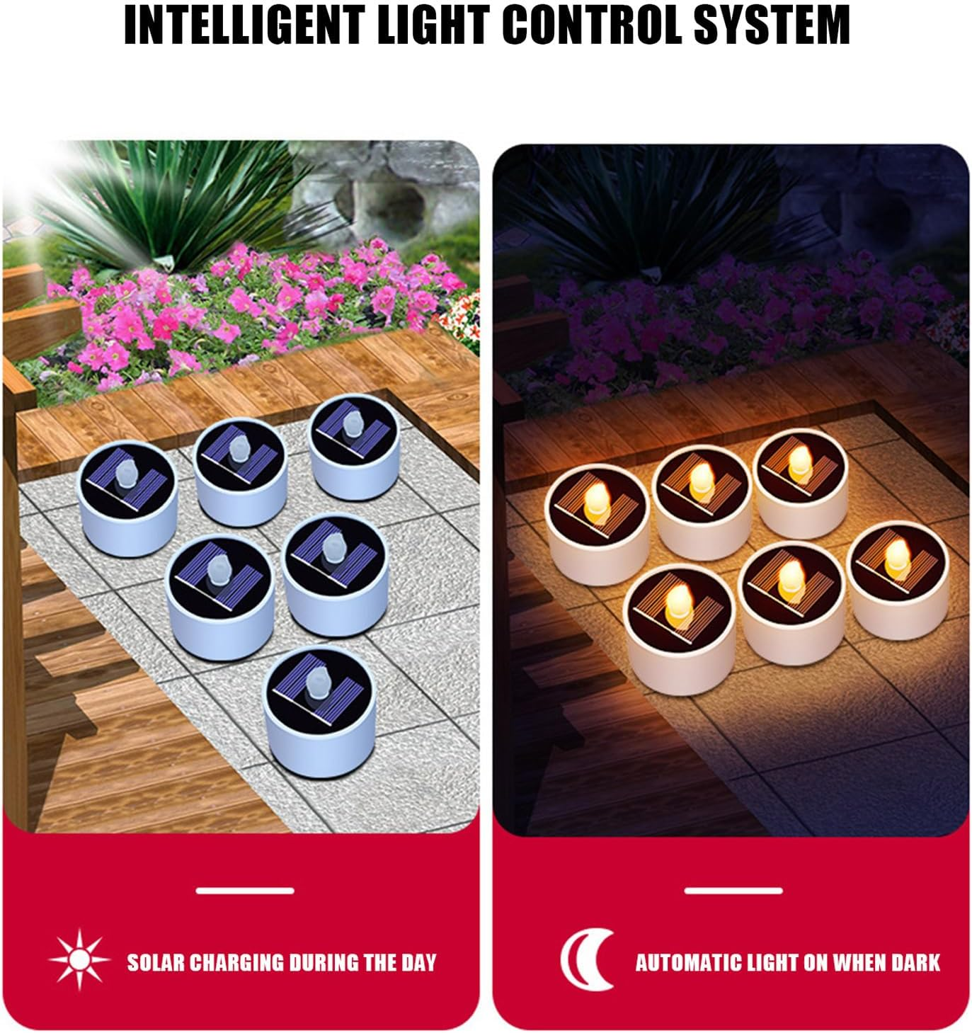 3 Pieces Led Tealight Candles, Solar Fake Candle, Battery Operated Flickering Candles, Flameless Electric Tealights, Waterproof, for Lantern Garden Camping outside Patio Home Decor image number 3