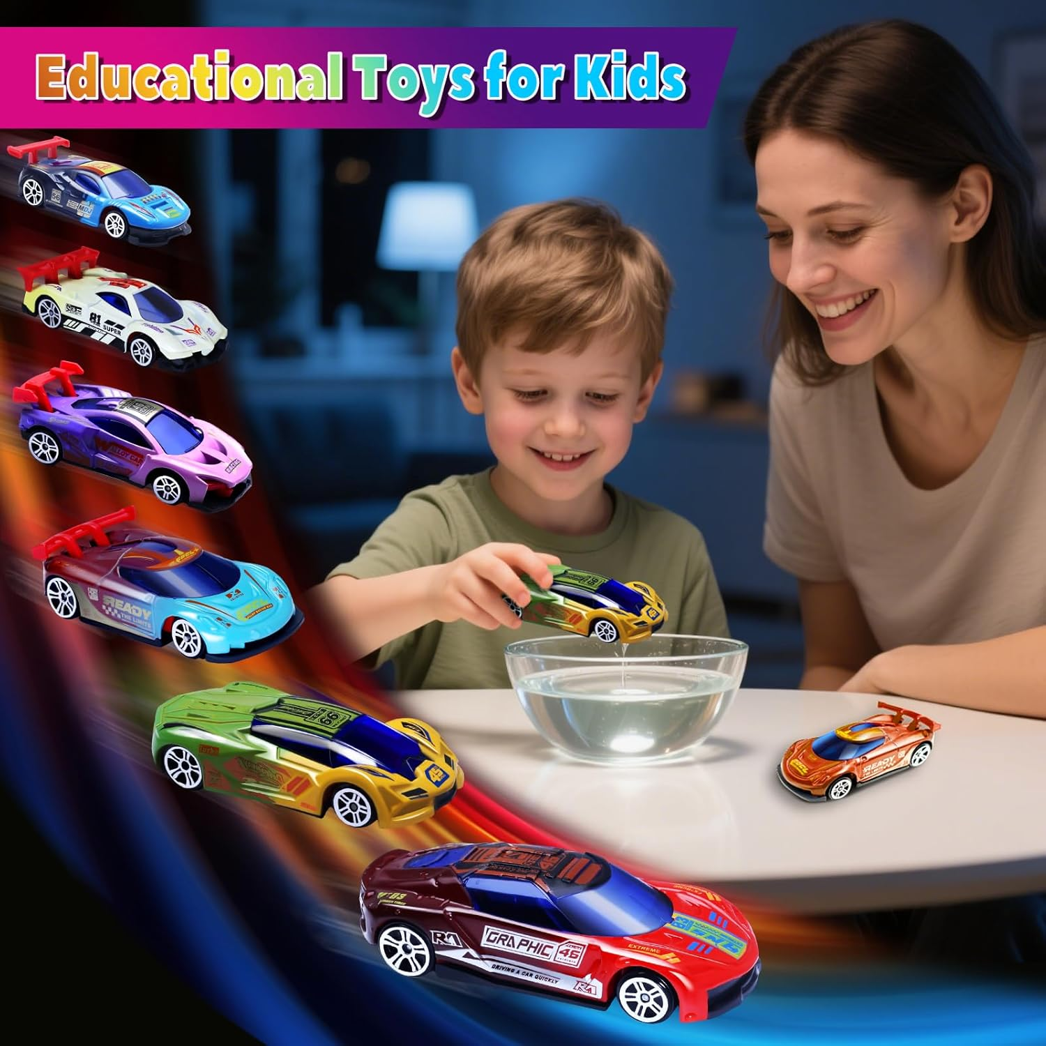 Color Change Race Car Series - 6Pcs Color Change Sports Car Toy,Vehicle Bath Toy Set,Bathtub Water Table Toy,For Easter Fillers,Goodie Bags Fillers,Themed Party,Carnival Prize for Kids 3+