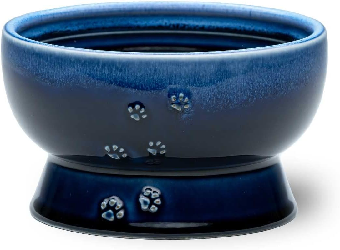 Neko-Ichi Food Bowl with Legs for Cats, Mino Ware, Made in Japan (Blue, Food)