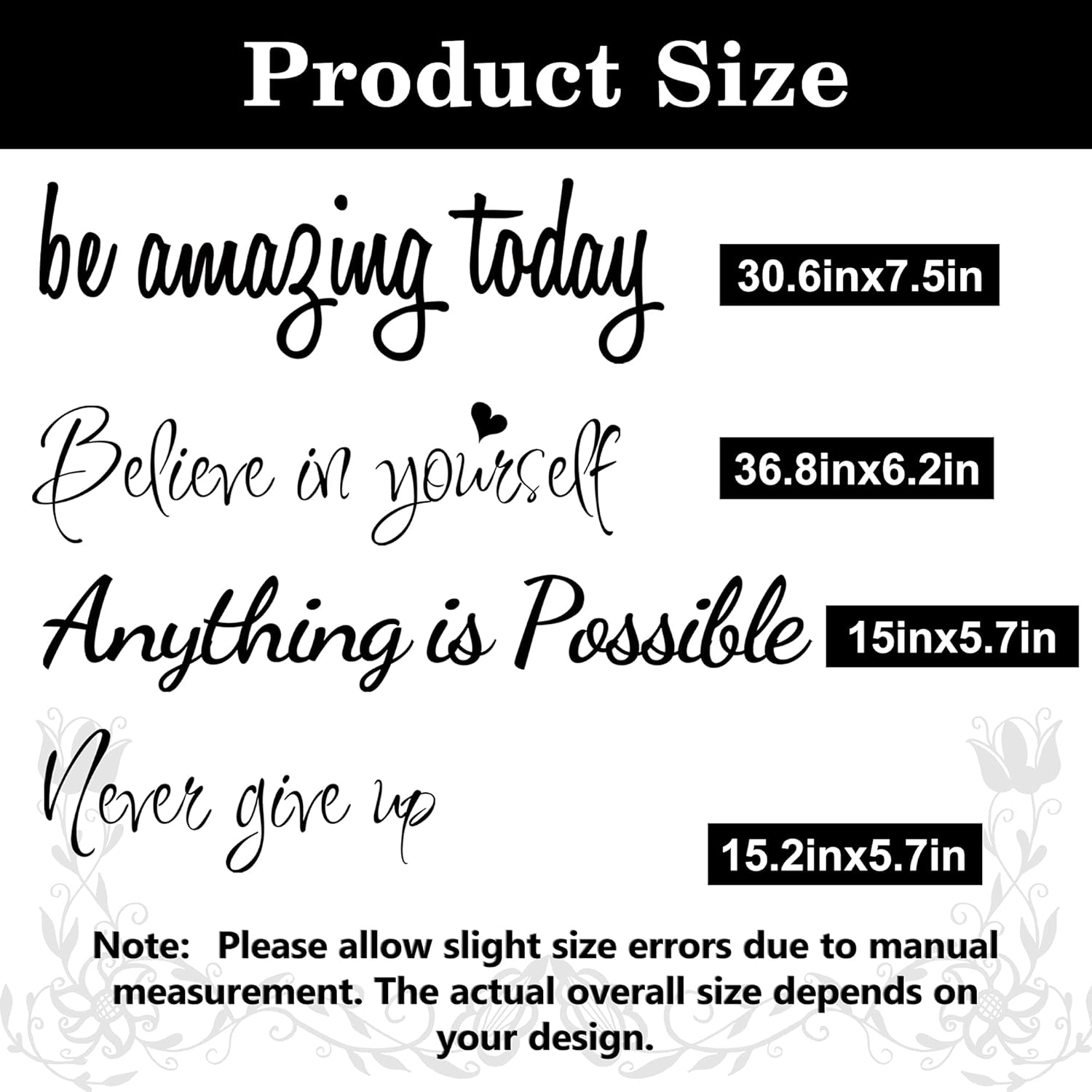 Large Inspirational Quote Wall Decals, Removable Positive Saying Wall Lettering Stickers, Motivational Word Decal Peel and Stick for Classroom Home Living Room Bedroom Office DIY Wall Art Decor image number 3