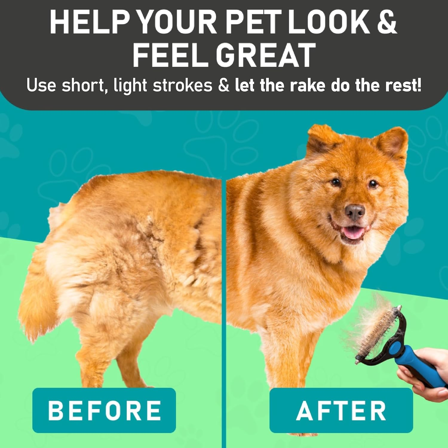 Original Pet Grooming Rake - Double-Sided Deshedding Dematting Tool, Undercoat Rake for Dogs & Cats, Extra-Wide Dog Grooming Brush & Deshedder Comb for Long Hair, Reduces Shedding 95% image number 5