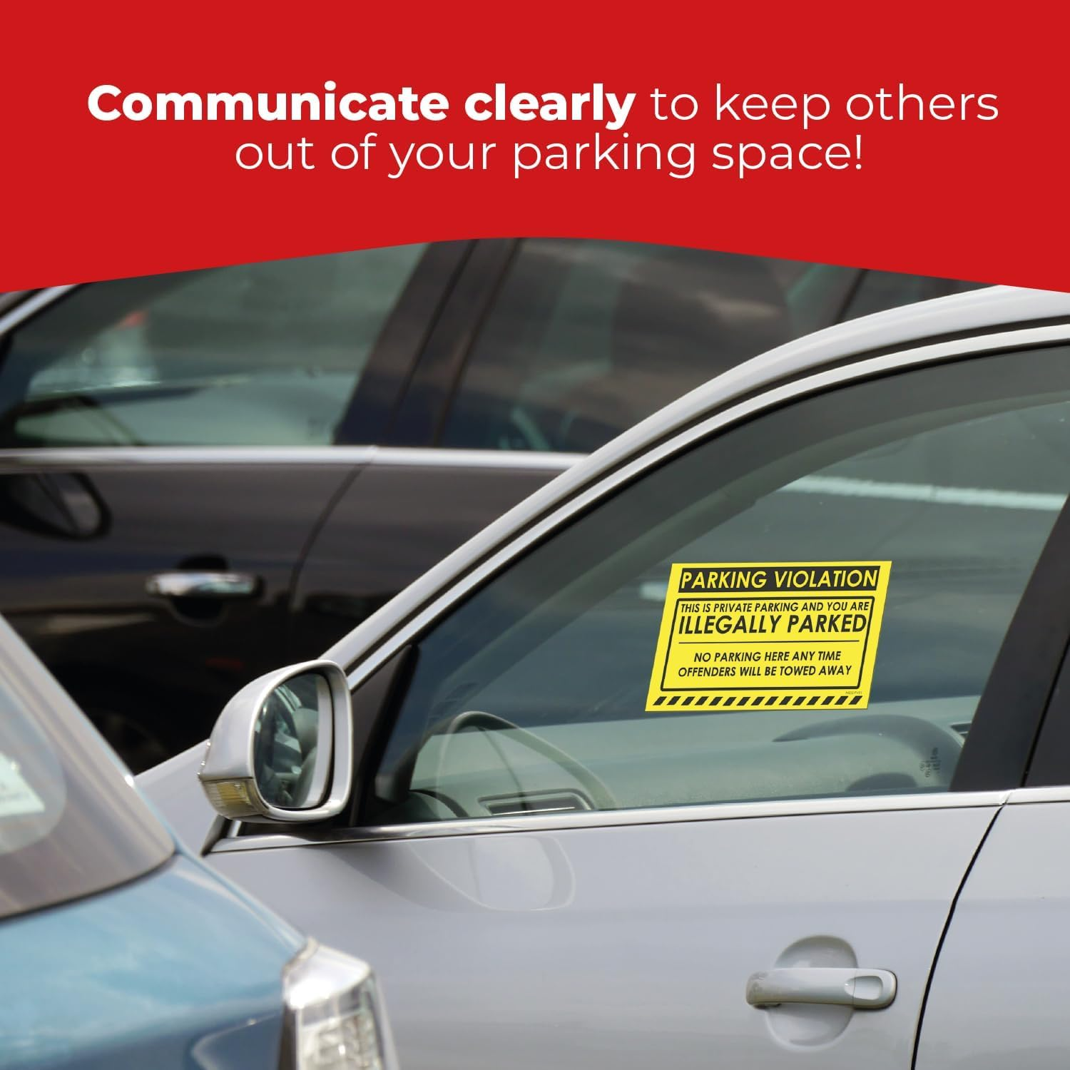 Mess Parking Violation Stickers for Cars (Fluorescent Yellow) - 100 No Parking Illegally Parked Cars in Private Parking Areas/Hard to Remove Super Sticky No Park Tow Warnings 8" X 5" By