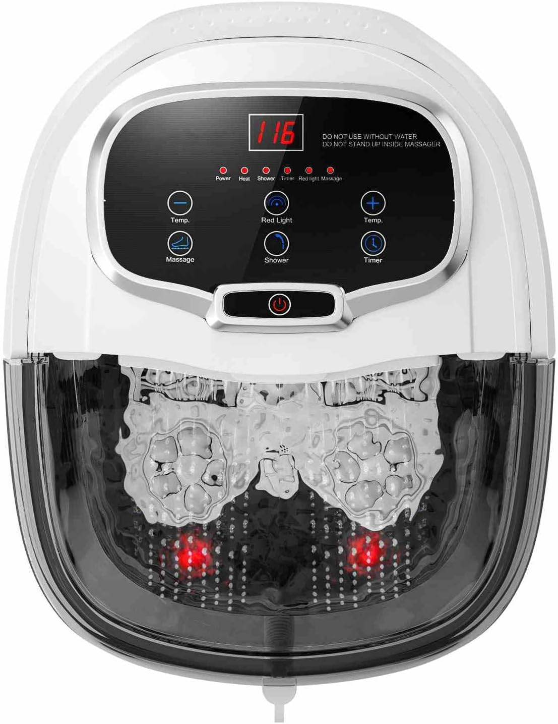 Costway Foot Spa Bath Massager, Multifunctional Electric Foot Baths Machine with Motorized Shiatsu Massage Balls & Massage Rollers, LED Display, Shower, Red Light, Time & Temperature Control, Massager for Foot, Ankle, Leg, Calf Stress Relief (Black)