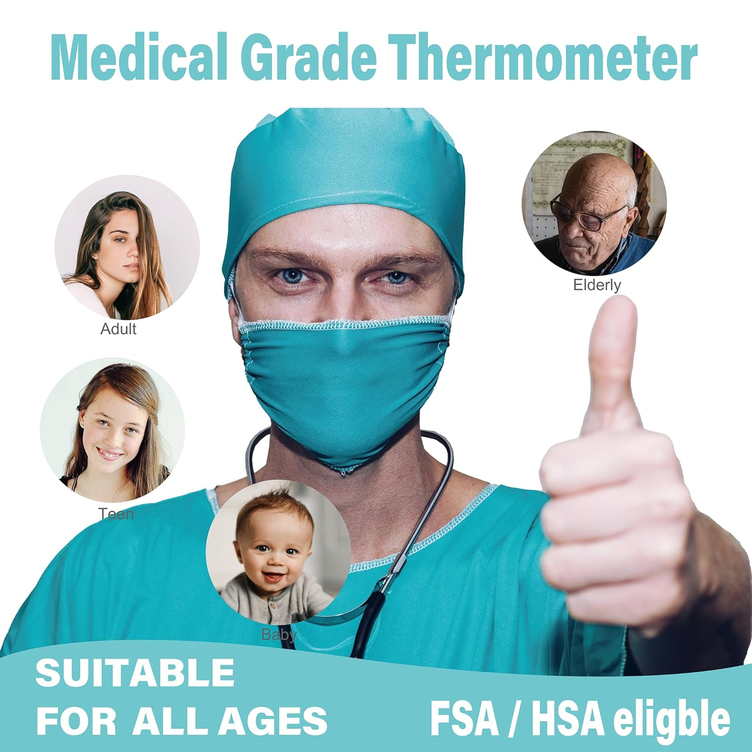 Amplim CE FDA Approved Medical Hospital Grade Non Contact Infrared Forehead Thermometer + Case. Best New Baby/Kid/Infant/Toddler/Child/Adult/Professional/Clinical Digital No Touch Fever Thermometer image number 3