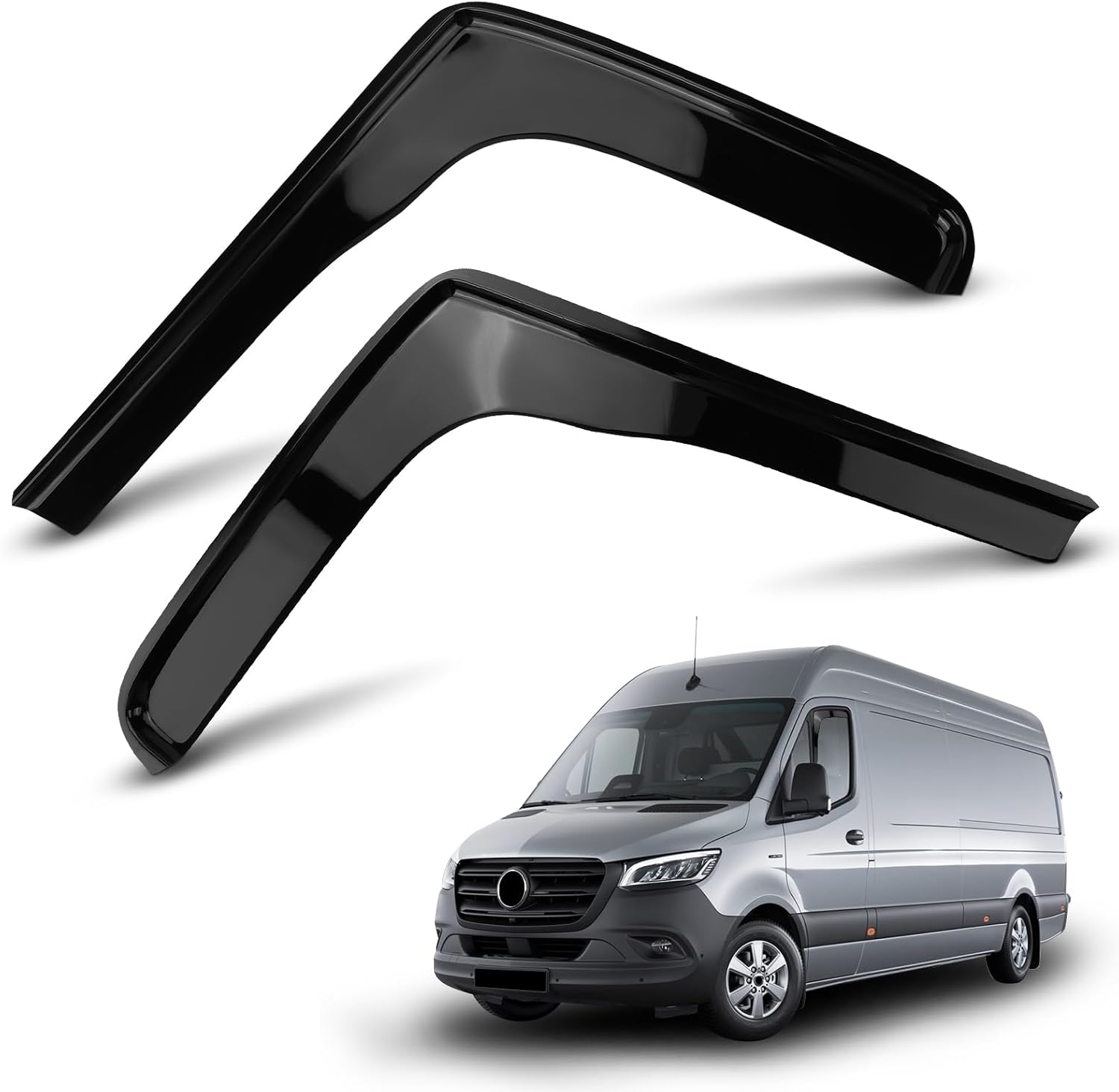In-Channel Front Window Deflectors Rain Guards Shield Compatible with 2018-2022 2023 2024 2025 Mercedes Sprinter 1500 2500 3500 Accessories, Side Window Wind Deflectors, Vent Visors, 2 Pieces image number 1