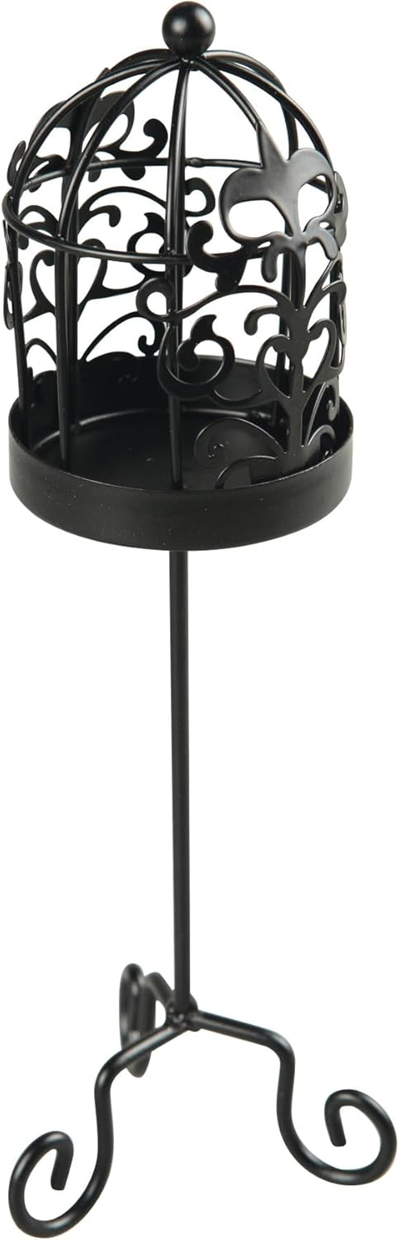 Present Simple Metal Bird Cage - Black - Height 15.5Cm