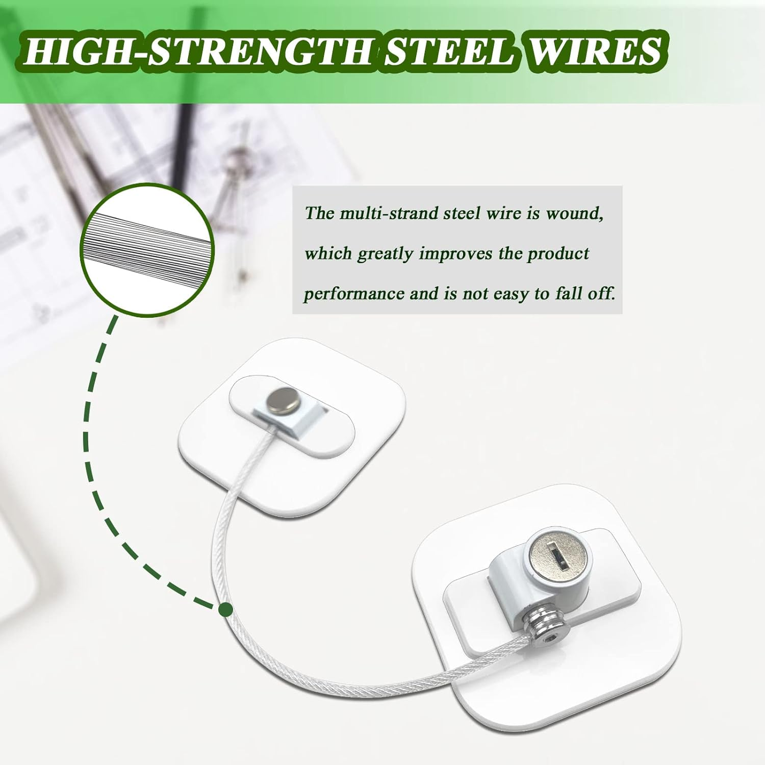 Refrigerator Lock with Key, Fridge Locks,Lock for Fridge Freezer, Cabinets and Drawers, Air Oven Air Fryer, Closets, Windows, 2 Pack Refrigerator Lock with 4 Keys (White) - White image number 3