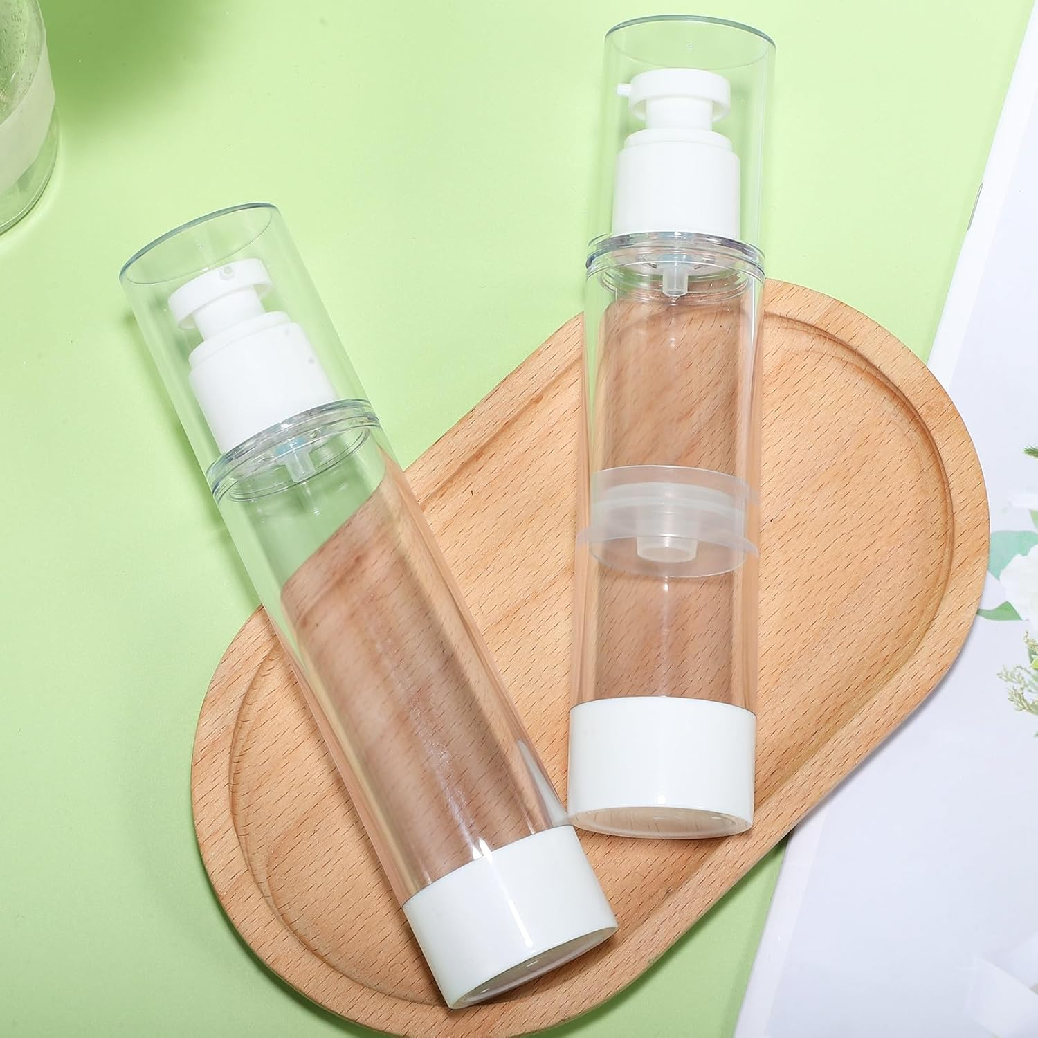 VICASKY 4Pcs Airless Pump Empty Lotion Bottles Travel Refillable Travel Containers for Toiletries Shampoo image number 5