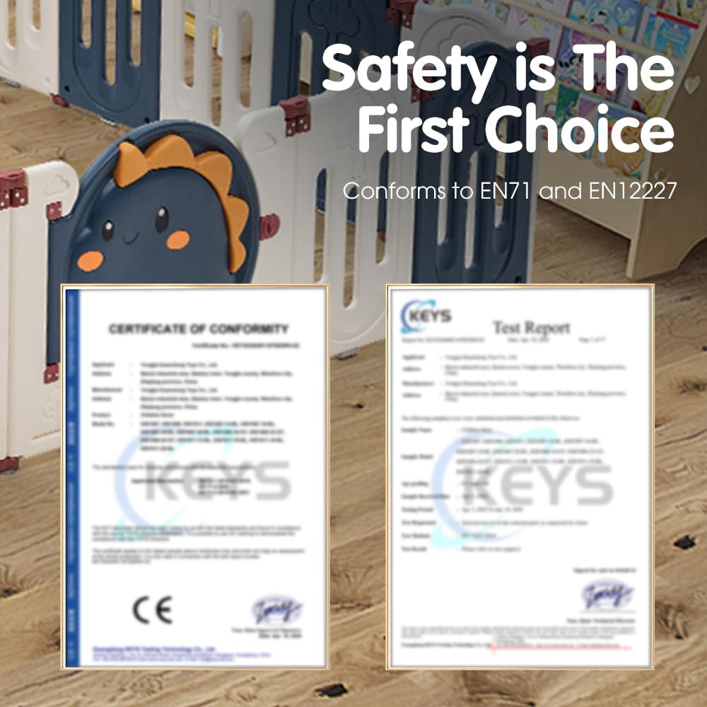 Playpals Foldable Baby Playpen, 20 Panels Baby Play Pen for Babies and Toddlers, Indoor Outdoor Kids Activity Centre, Safety Play Yard with Adjustable Shape for Toddlers(Blue + White) image number 1