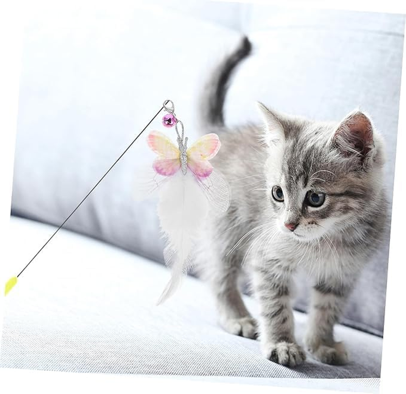 Crovakeu 2PCS Interactive Cat Wand Refills - Butterfly & Feather Replacement Toys for Cat Teaser Wand, Engaging Play for Indoor Cats & Kittens image number 1