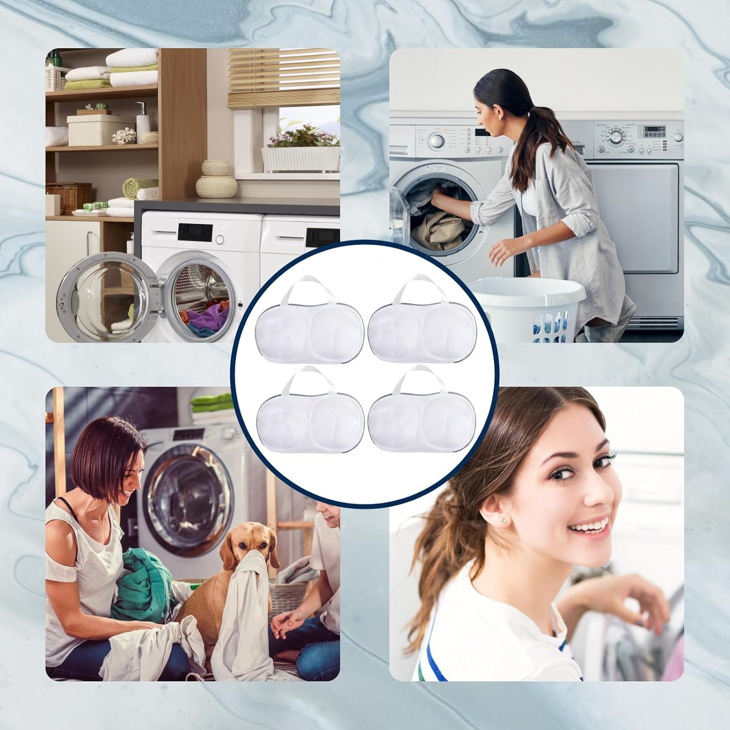 2-Pack Delicate Bra Washing Machine Bag, Bra Wash Bag Protects Lingerie in Bra Laundry Bags for Washing Machine, Prevents Stretching & Damage, 32Cm X 20Cm Light Grey Set image number 3