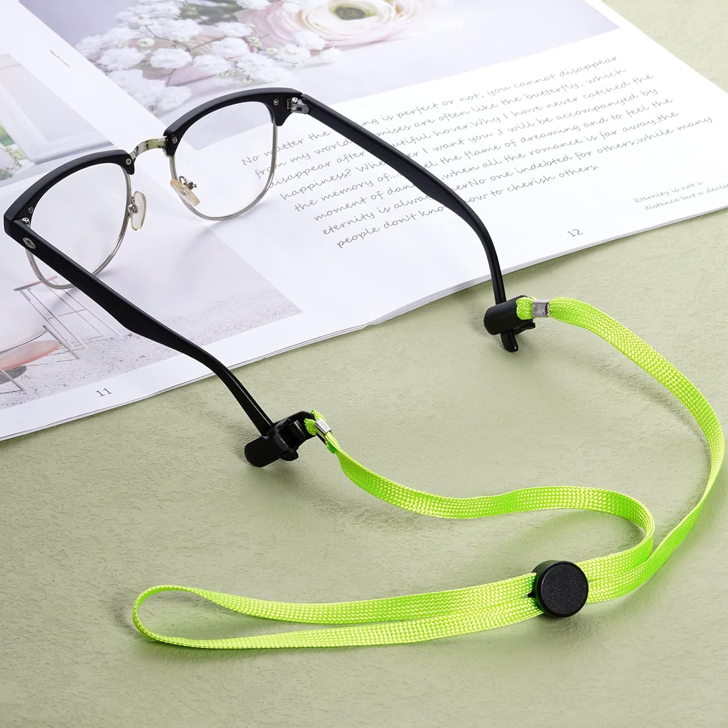 Sucrain 5 Pieces Adjustable Hat Strap Clips Hat Chin Cord for Golfing, Fishing, Boating - Black Hat Rope image number 3