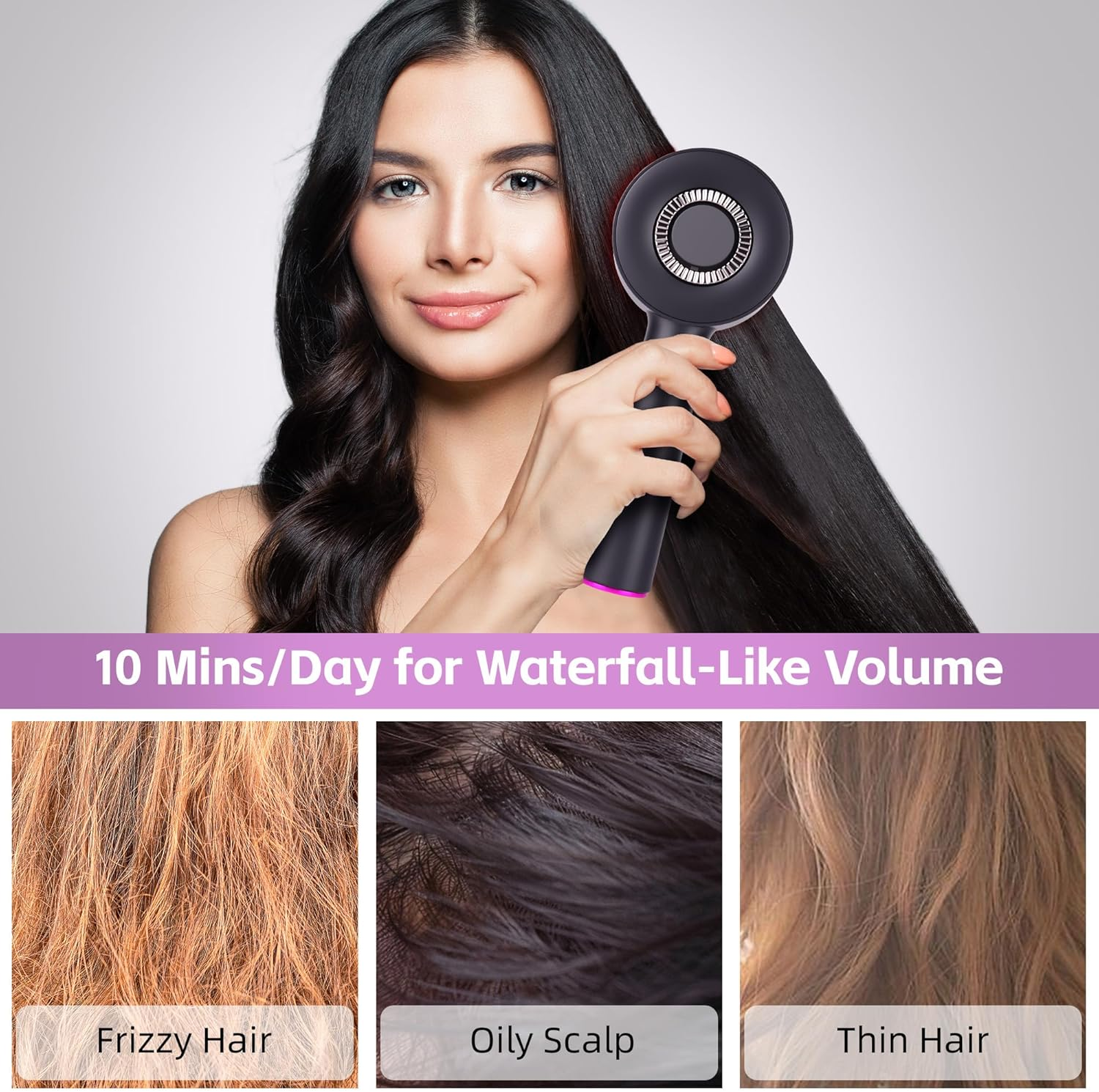 2-In-1 Electric Scalp Massager with Red Light, Hair Oil Applicator & 360&deg; Kneading,Waterproof Head Massager Brush, Cordless Shiatsu Massage Comb for Hair Growth & Muscle Relaxation image number 6