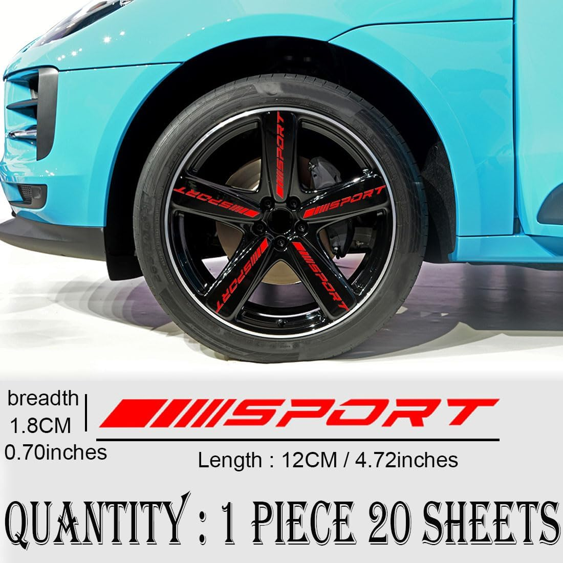 20PCS Universal Reflective Rim Stripe Sticker, Sports Logo Reflective Stickers, Car Wheel Night Safety Decorative Stripes (Red) image number 2