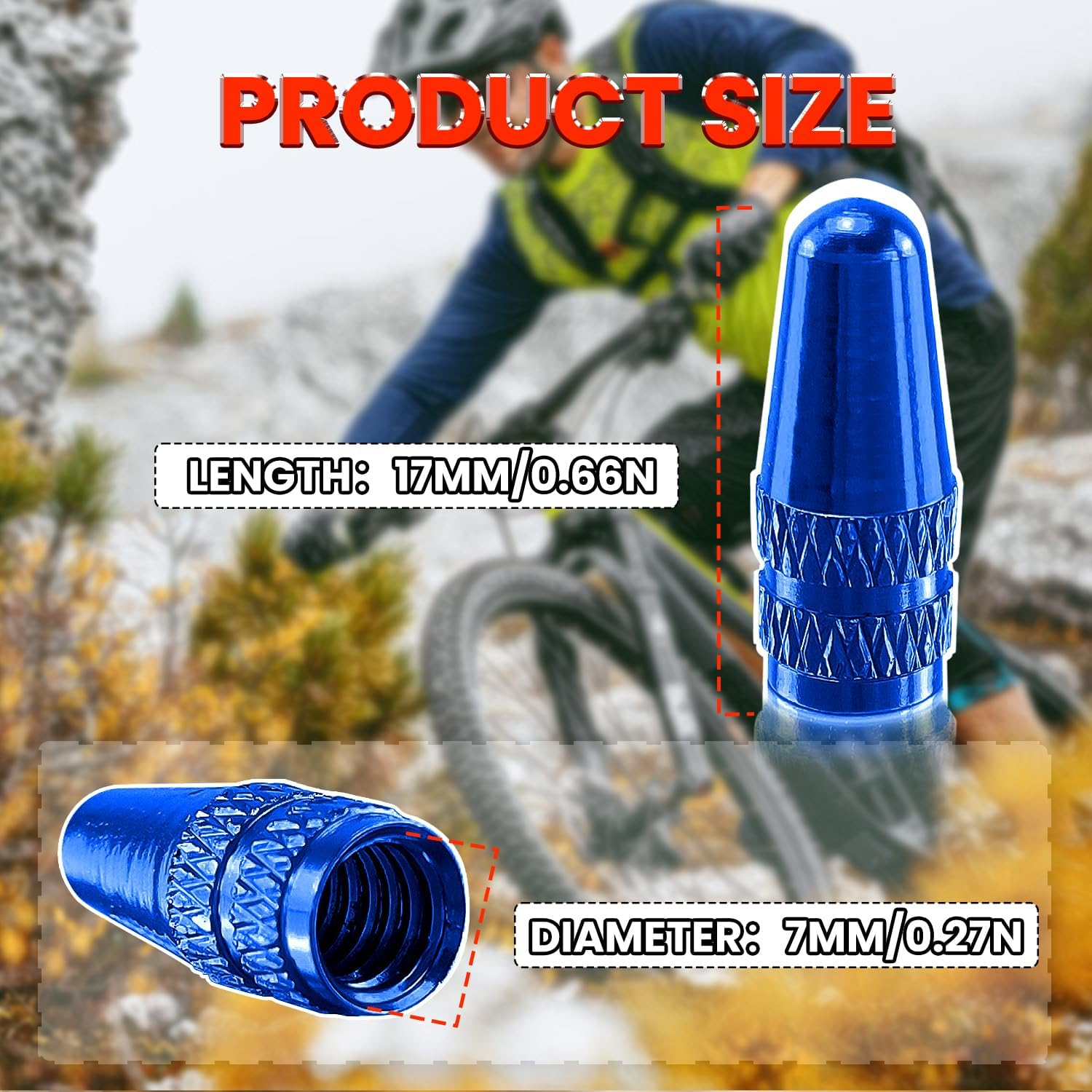 WALWAL Presta French Valve Caps, Anodized Aluminum - Compatible for Mountain Bike, Road Bike, Bicycle(Blue,4Pcs) image number 1