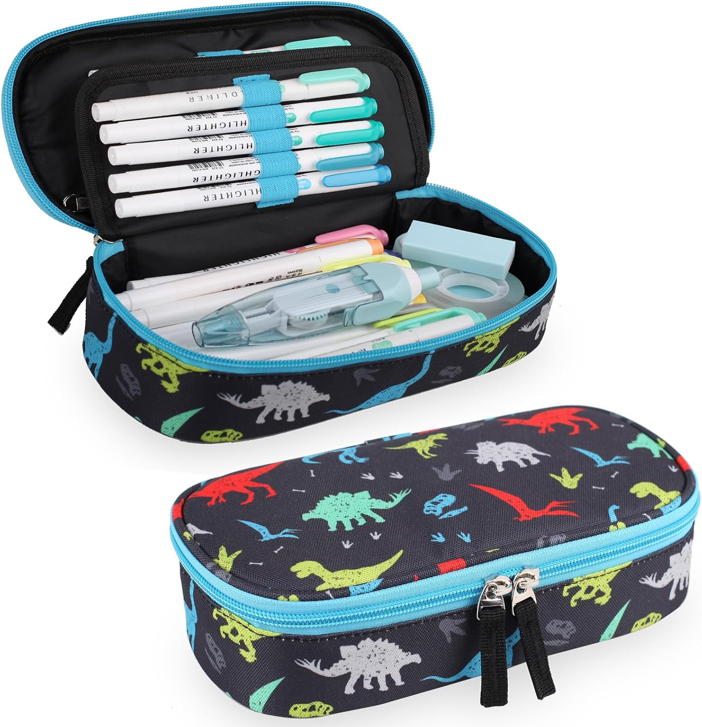 Pencil Case for Girls,Large Capacity Multi-Slot Kids Mark Pouch, Adult Big Pencil Bag with Zipper, Teens Large Storage Pencil Box for School College Middle School Office(Pink,Unicorns)