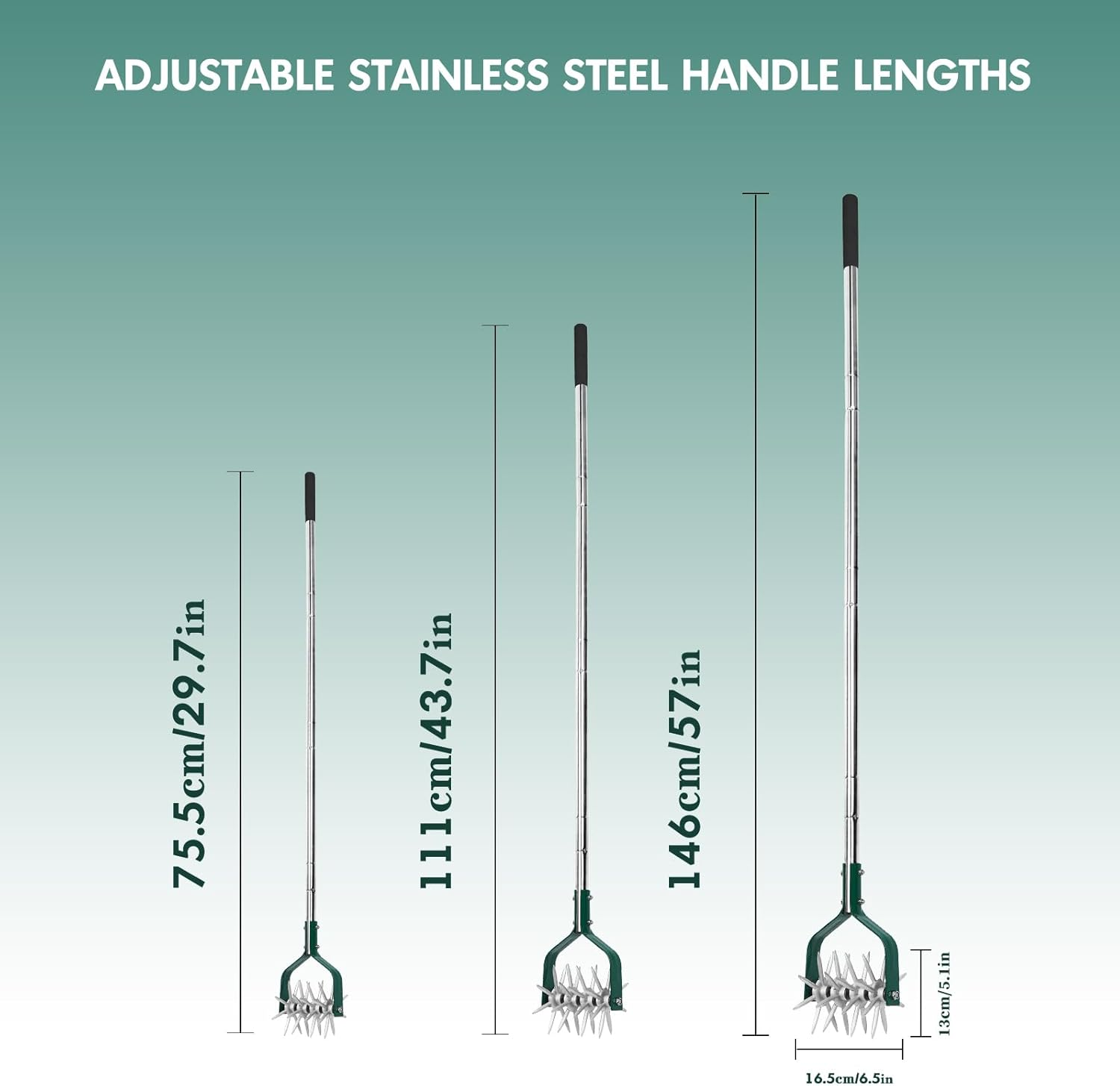 Rotary Cultivator Tiller Adjustable S/S Handle Rotary Tiller with Detachable Solid Metal Tines Garden Cultivator Lawn Tiller and Manual Tiller for Loosing and Mixing Soil image number 5