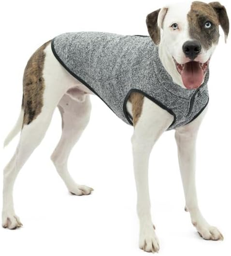 Kurgo Core Dog Sweater, Knit Dog Sweater with Fleece Lining, Cold Weather Pet Jacket, Zipper Opening for Harness, Adjustable Neck, Year-Round Sweater for Medium Dogs (Heather Black, Medium)