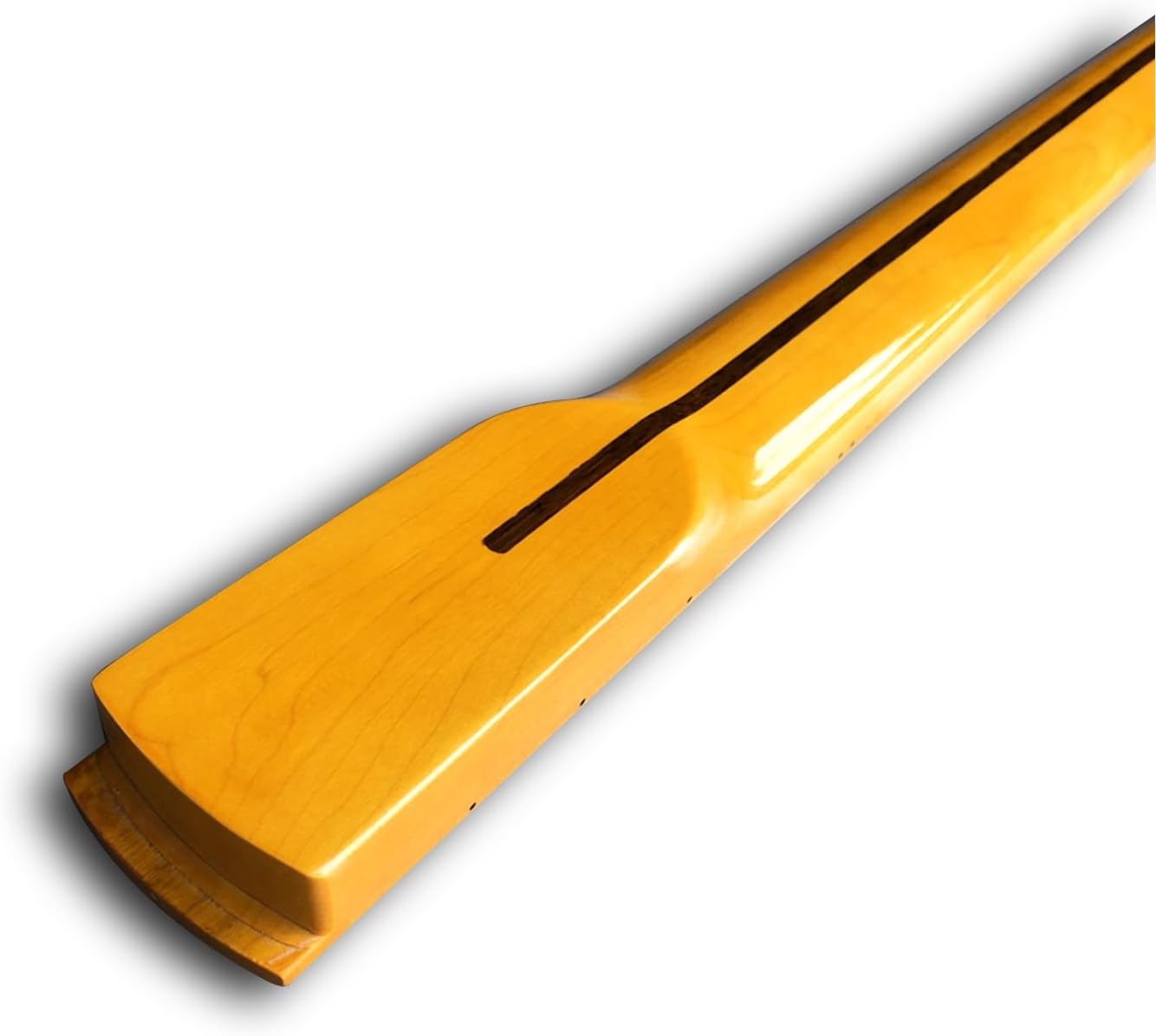 WUQIMUSC Bass Guitar Neck Replacement - 34" Scale, 21 Fret, Maple Fretboard - Fits J Bass Style(38Mm Nut), Block Inlays, Yellow Gloss Finish