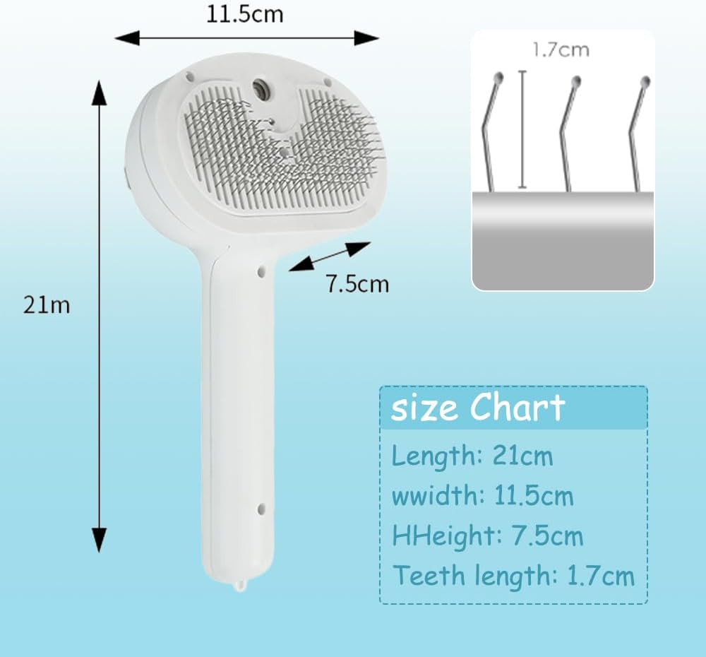 3-In-1 Cat Brush with Steam, Dog Brush with Steam, Clean Pet Hair from the Brush with One Button image number 6