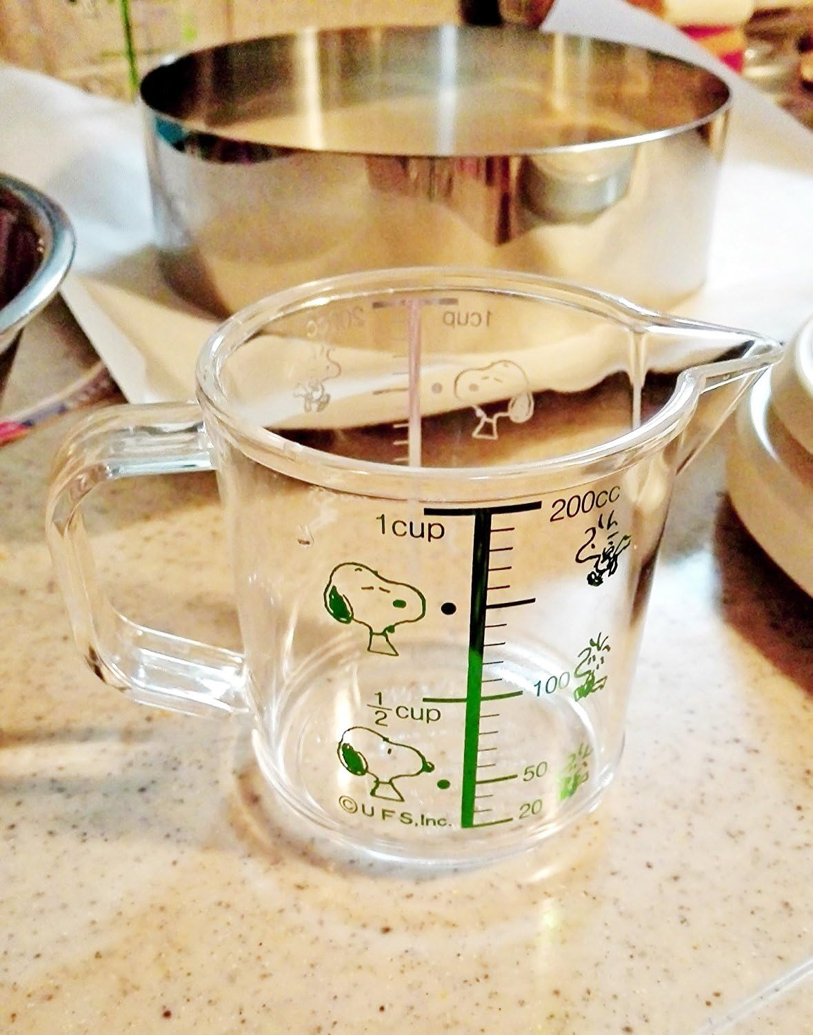 OSK MC-1 Measuring Cup, Rilakkuma Measuring Cup, Small, 7.8 Fl Oz (200 Ml), Made in Japan, Graduated, Boiling Water, Handle, Cute, Stylish, Easy to Use, Easy to Pour, for Cooking, Clear