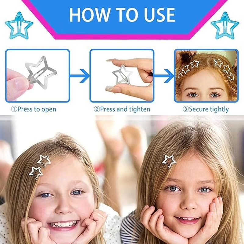 25 Pcs Metal Star Snap Hair Clips Red Cute Small Barrettes Non-Slip Hollow Hairpin Lovely Headpieces Barrettes Hair Accessories for Women Girls image number 3