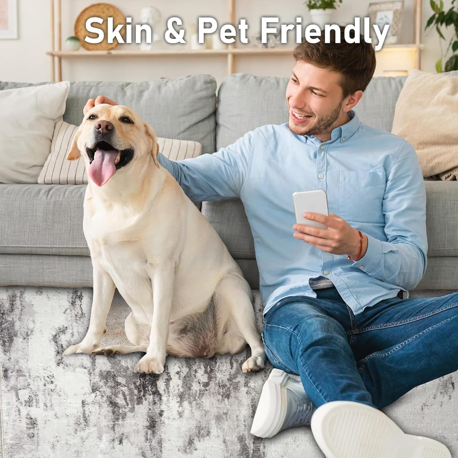 Asiinnsy Area Rug Rugs Living Room Rugs Abstract Large Rug Short Pile Soft Morden Rugs Carpet for Bedroom Anti-Slip Carpets (Abstract Lvory/Multi, 200 * 250Cm) image number 2