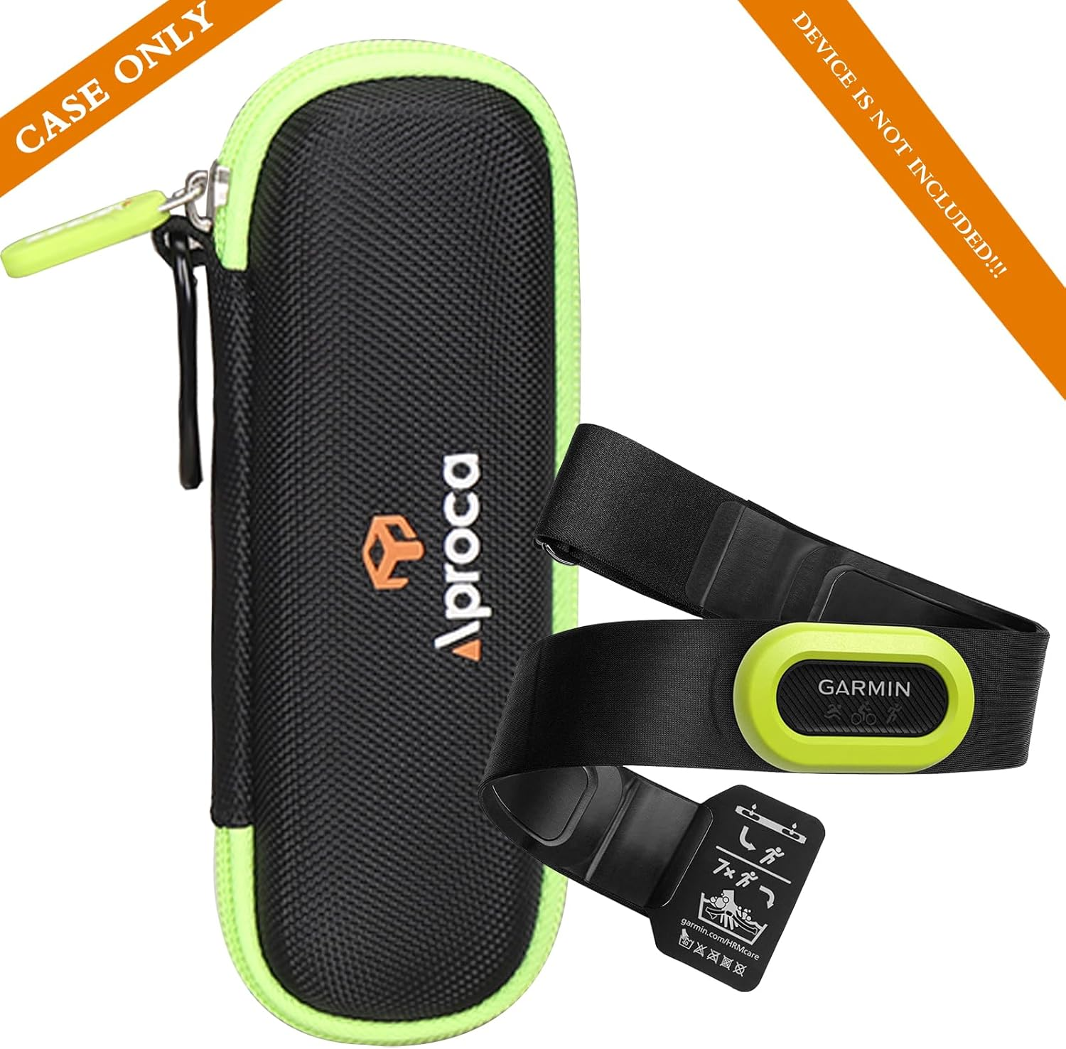 Aproca Hard Travel Storage Carrying Case, for Garmin Hrm-Pro/Hrm-Tri Heart Rate Monitor - Green Zipper image number 4