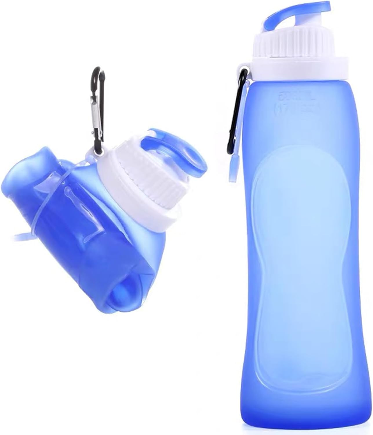 RUNGOS Collapsible Water Bottle for Travel Essentials [Double Lock Cap Leak Proof] [Half Transparent] BPA Free Silicone, Rollable Foldable Water Bottle with Clip for Backpack Outdoor Hiking Riding Etc image number 1