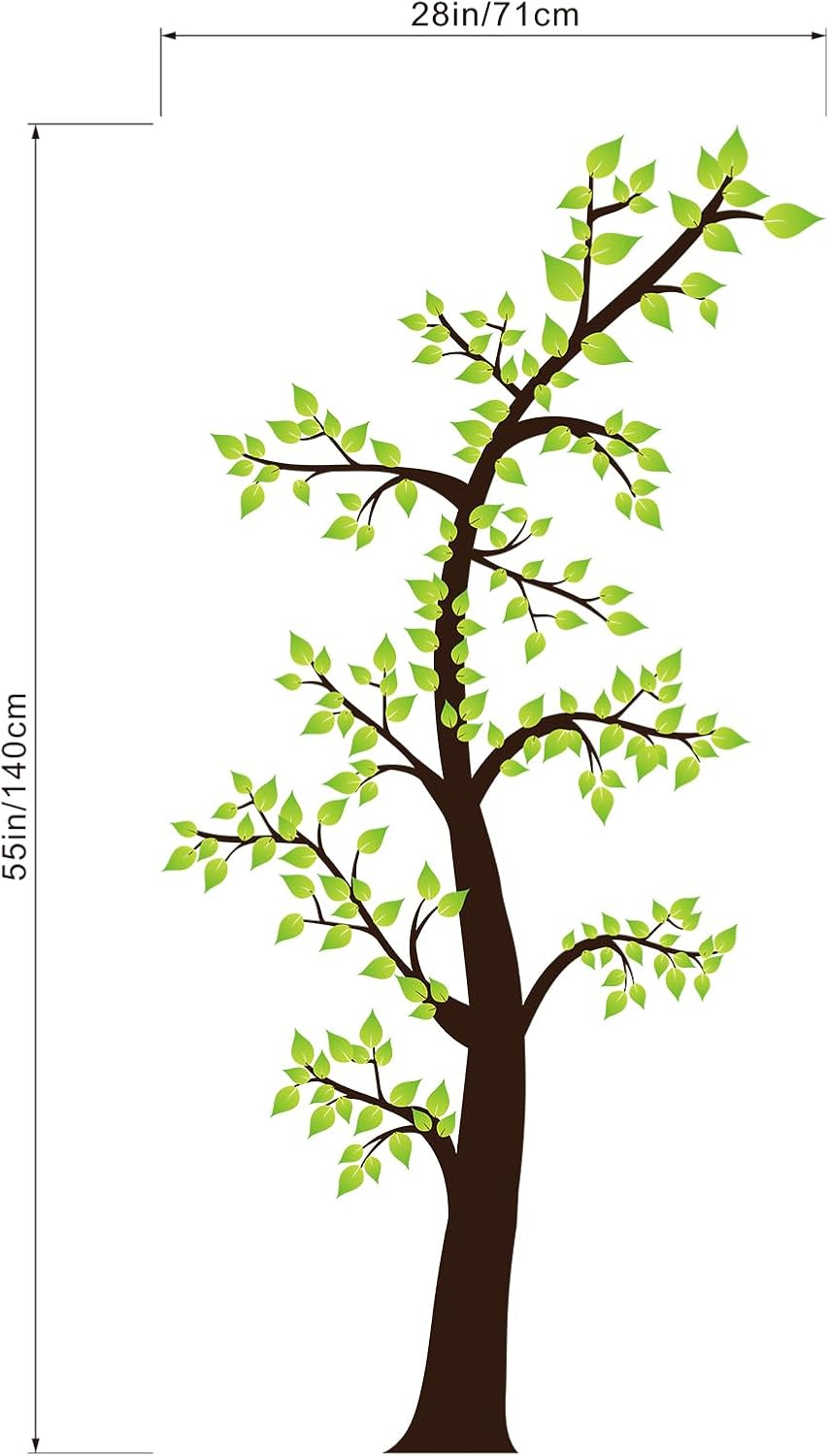 Green Tree Wall Decals - Family Tree Wall Stickers - Bedroom Living Room Sofa TV Background Home Wall Decor image number 4