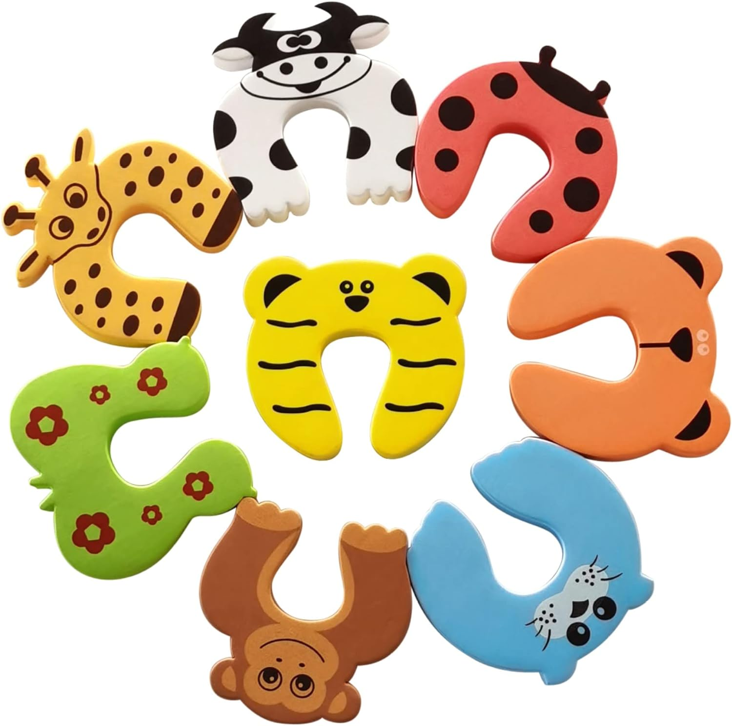 8Pcs Foam Door Stopper Baby Safety Door Stop Kids Safety Guard Finger Protector Cute Colorful Animal Foam Door Stopper for Home Kitchen Bedroom Security Cabinet Locks Door Clip
